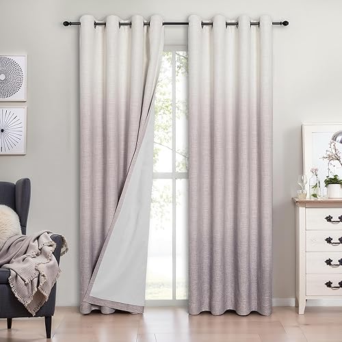 Miniatura 1 de Paneles de cortinas opacas de 95 pulgadas de largo, cortinas rústicas para dormitorio, eficiencia energética, con aislamiento térmico, con ojales,