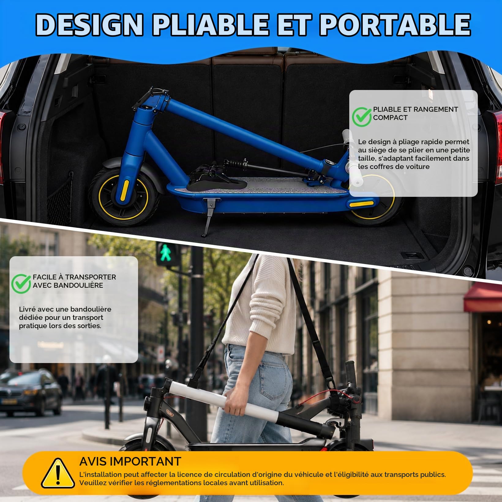 Selle réglable amortissante pour Max G30, siège réglable | avec porte-bagages portable, siège réglable, confortable et absorbant les chocs