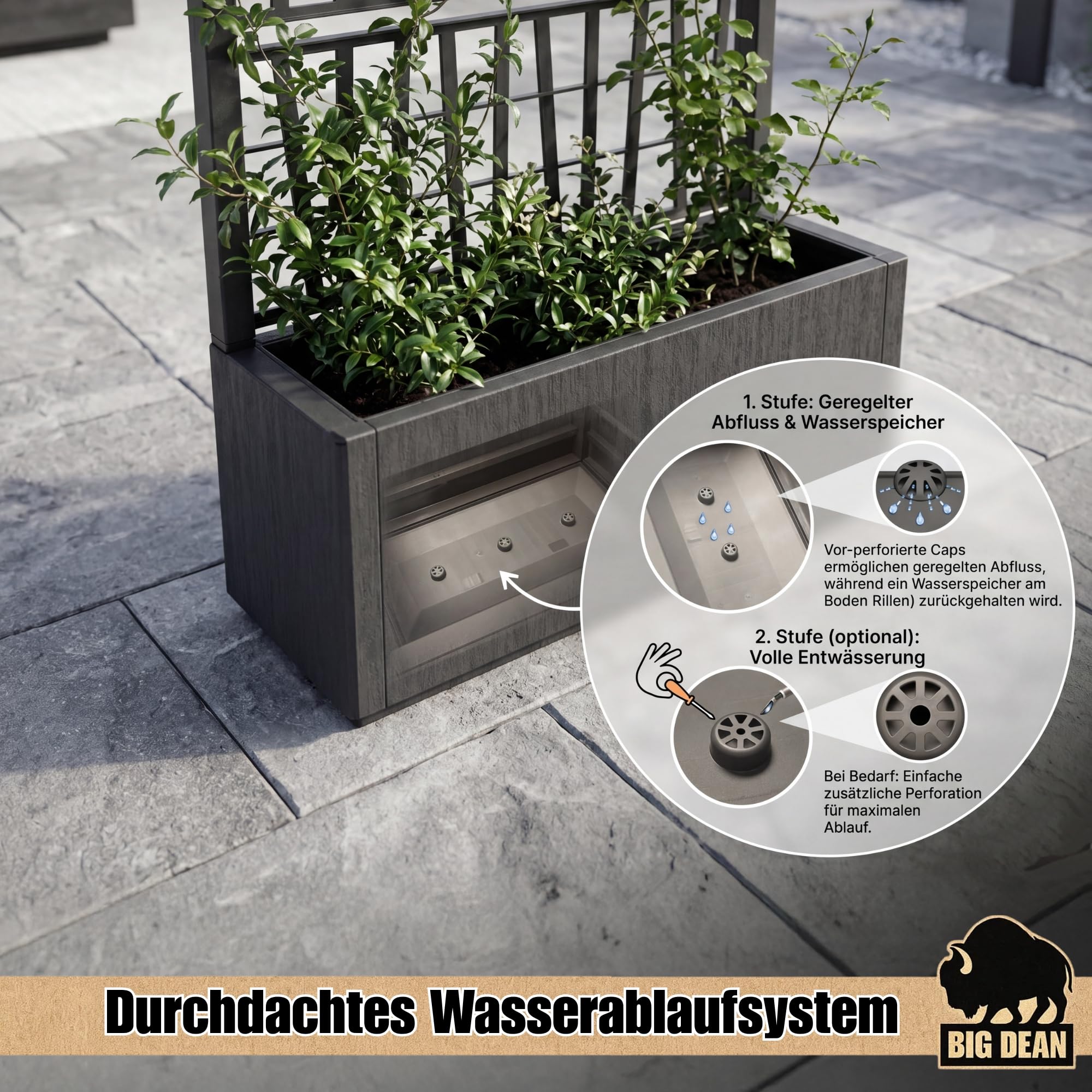 BigDean 2X Blumenkasten mit Rankgitter Pflanzkasten 80x36x 140 cm hoch | Made in Europa