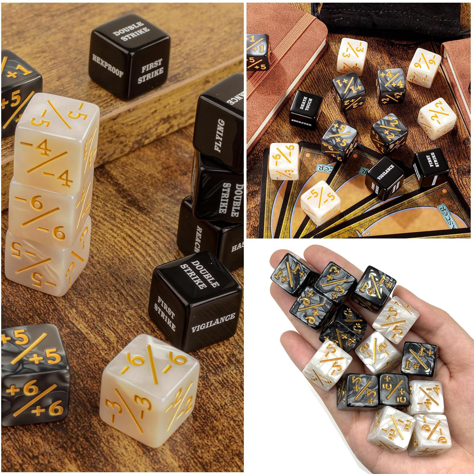 Counter Dadi 48 Pezzi Set di Dadi in Acrilico con Sacchetto di Velluto Abilità Parole Chiave Contatori per MTG TCG Accessori per Giochi di Carte per Feste Giochi