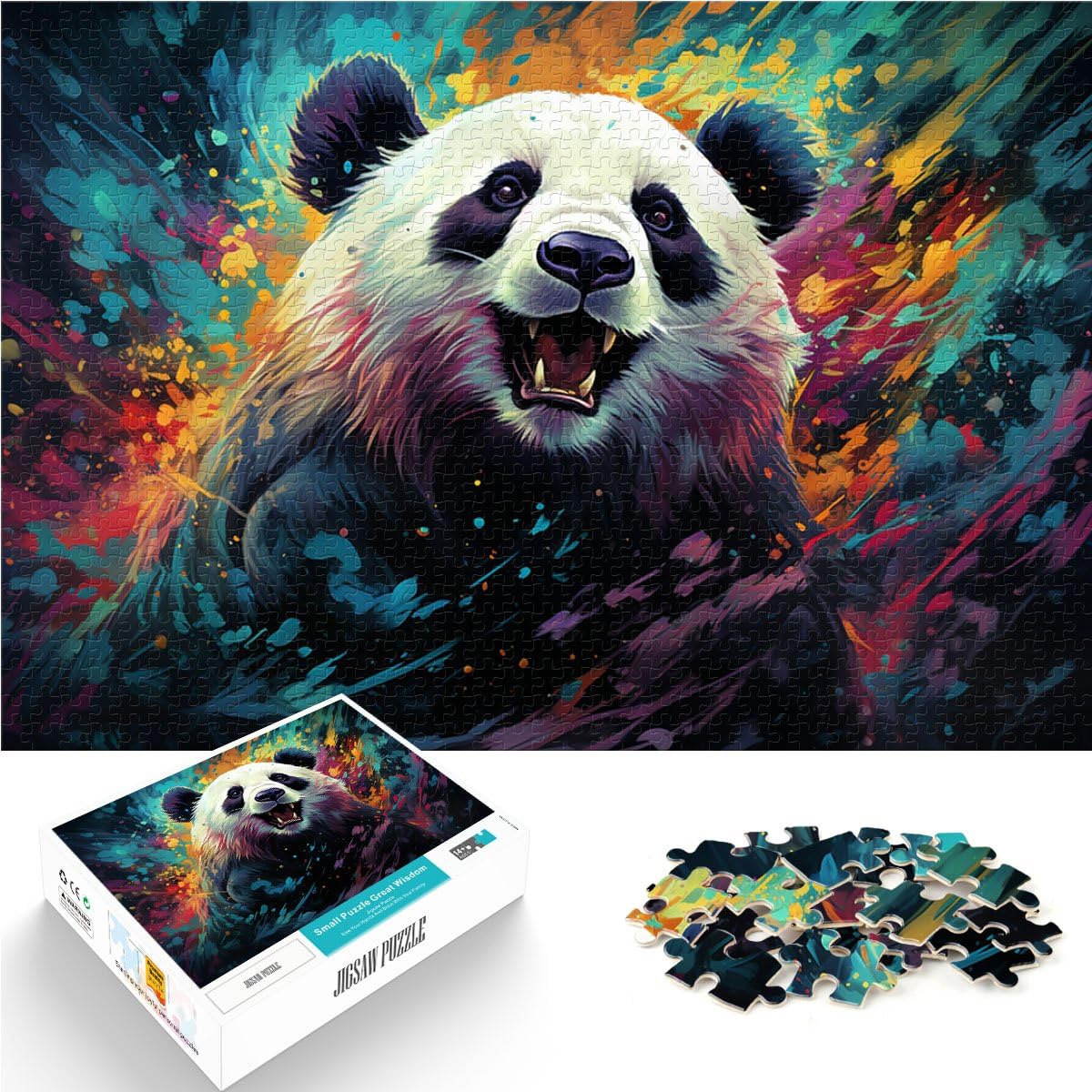 1000 Piece Jigsaws for Adults Color drawing of fantasy panda Game Toys Unique Home Decor and Gifts 19.7 in x29.5 in โ image 1
