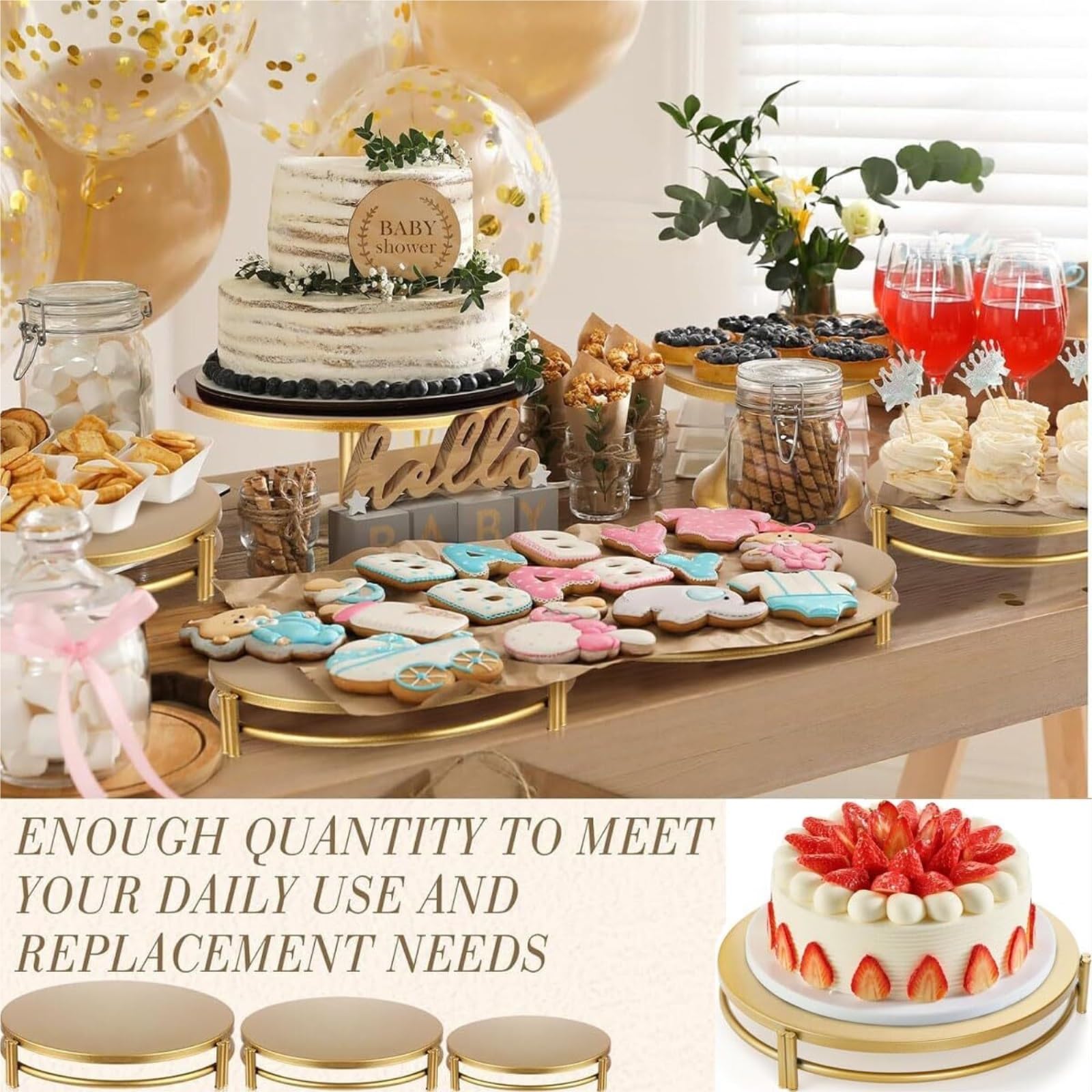 Espositore per Dolci per Feste di Compleanno 3 Supporti for Cupcake in Metallo for Espositori di Dessert for Feste(White)