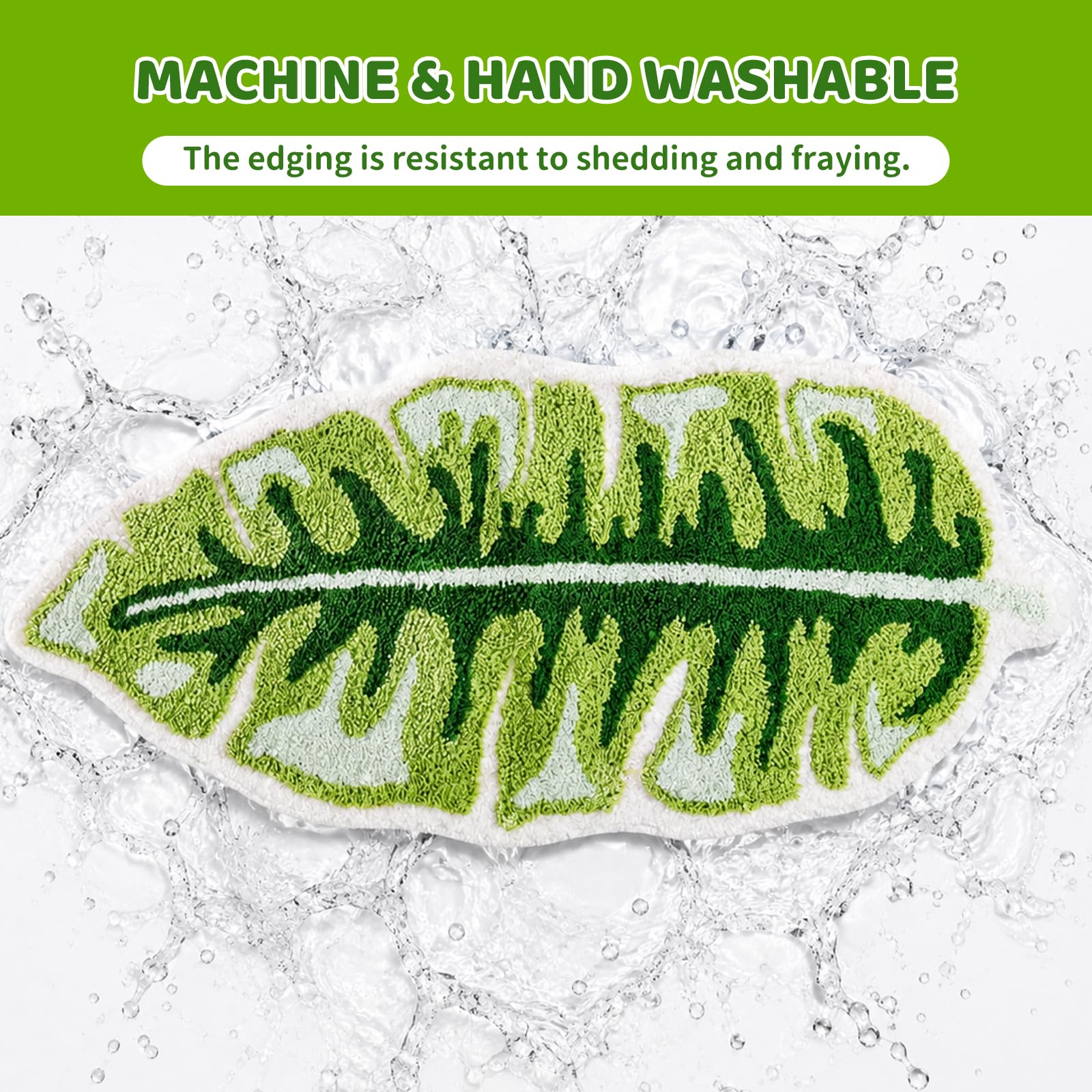 Tappeto da Bagno Passatoia a Forma di Foglia di Banano Verde, Grande Tappeto da Bagno a Forma di Foglia di Palma, Morbido in Microfibra Soffice Antiscivolo Lavabile Assorbente 114x50cm