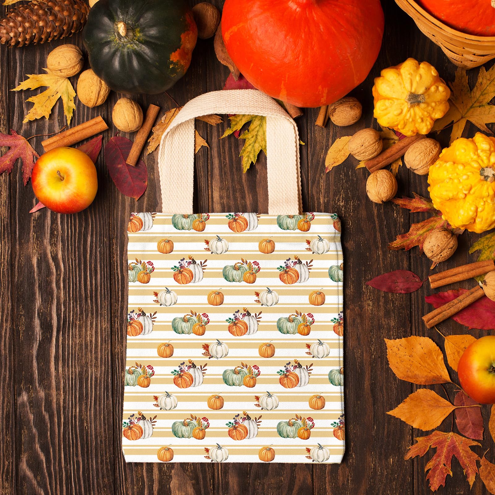 Whaline 10 fasci di tessuto di cotone autunnale con foglie di camion di zucca, foglie verdi arancioni autunnali per il Ringraziamento, trapuntatura, patchwork, per fai da te, cucito, artigianato