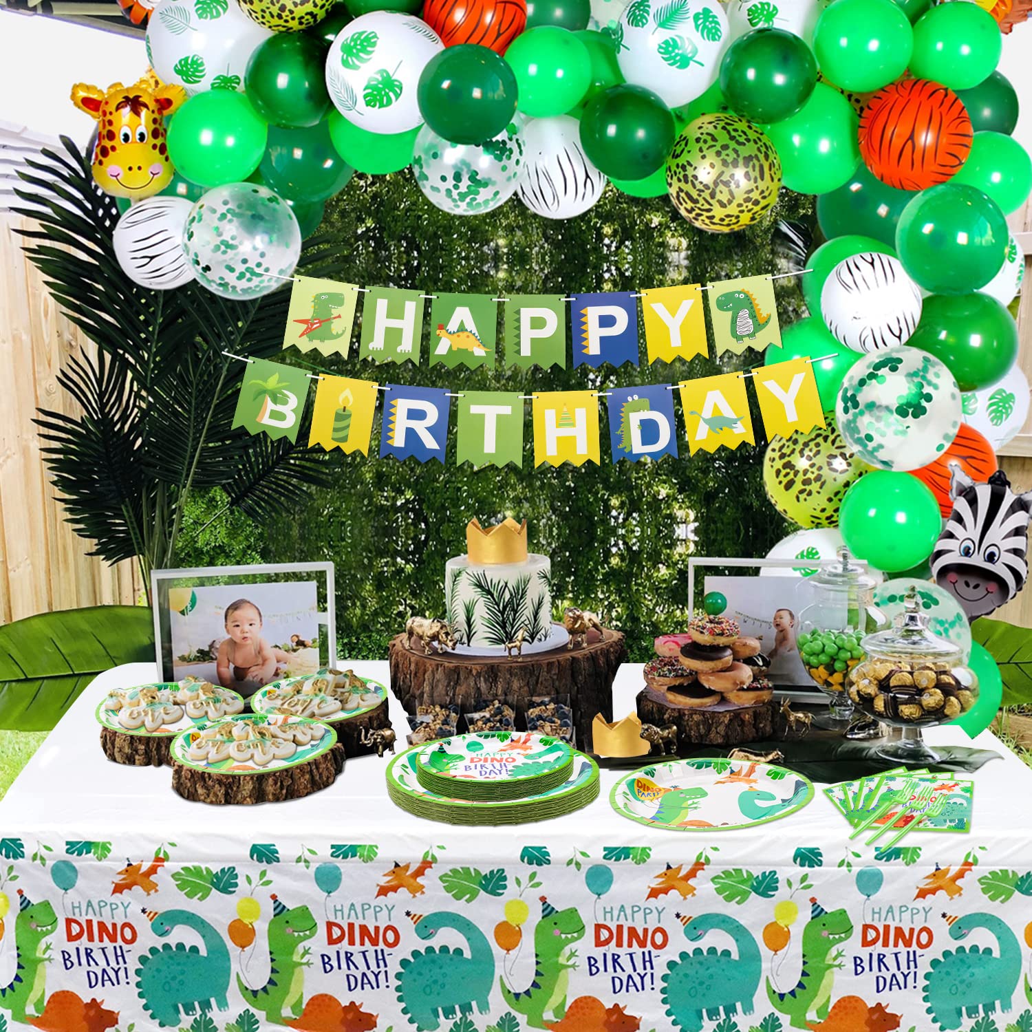 Dino Themed Tableware 162 Pcs Dinosaur Birthday Party - View #9