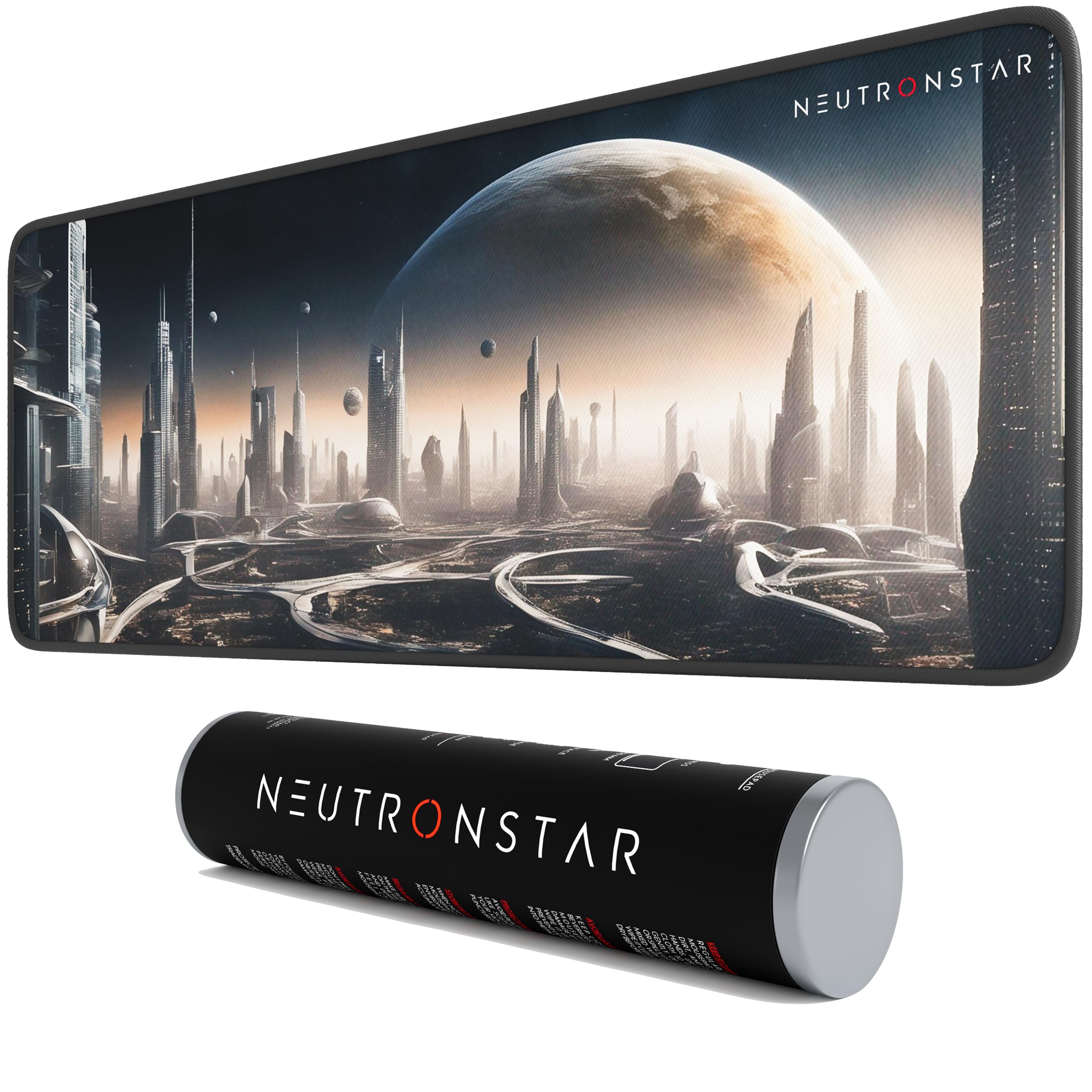 NEUTRONSTAR Future City Gaming Mouse Pad, XL Size 800mm x 300mm x 3mm, Stitched Edges, Non Slip Rubber Base,Space Theme, Deskmat, Keyboard Mouse Pad for Office & Home (Universal) (B0CWY33Q81) Amazon Price History, Amazon Price Tracker