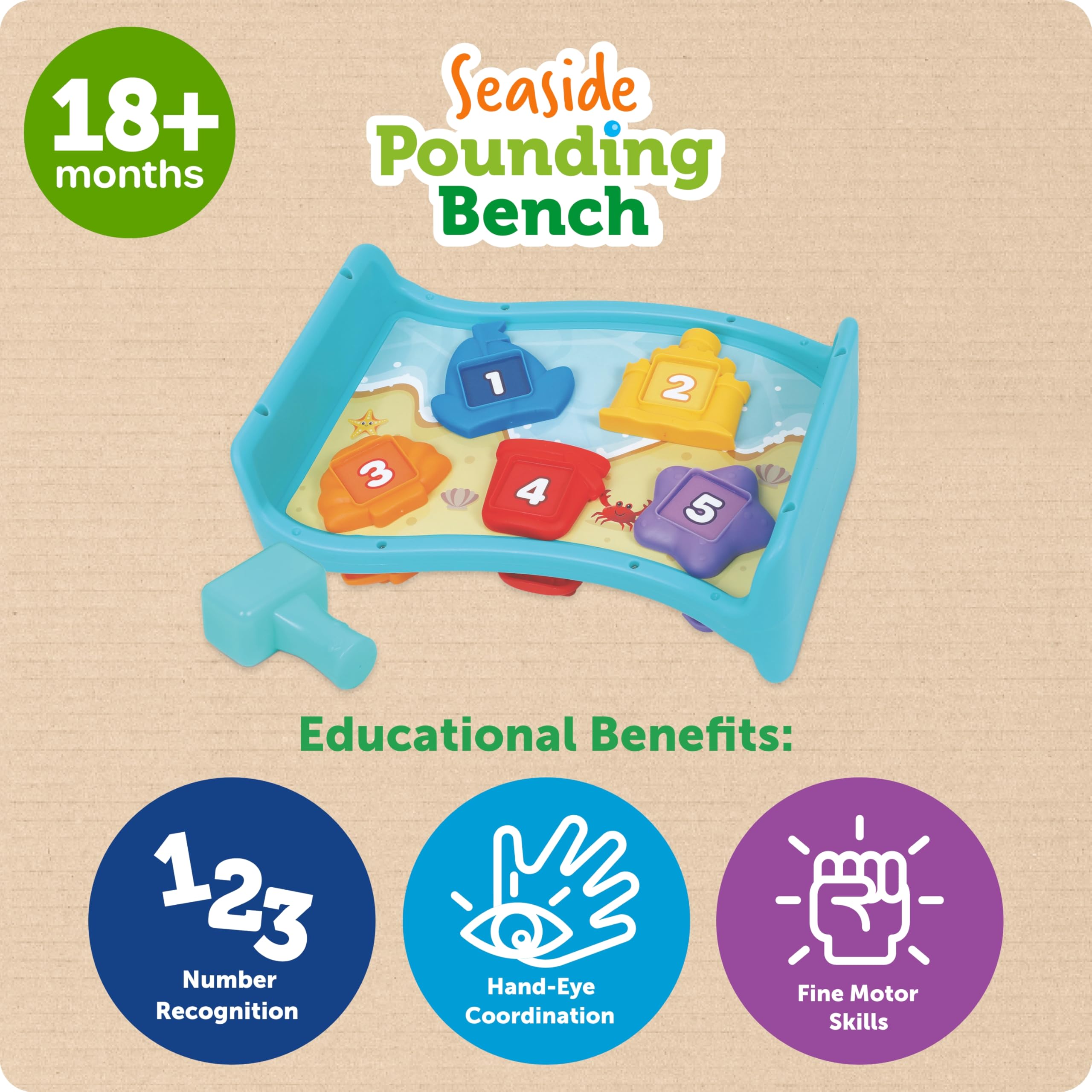 Learning Resources Seaside Pounding Bench, Interactive Educational Toy, Pounding Hammer Toy Game - Image 4