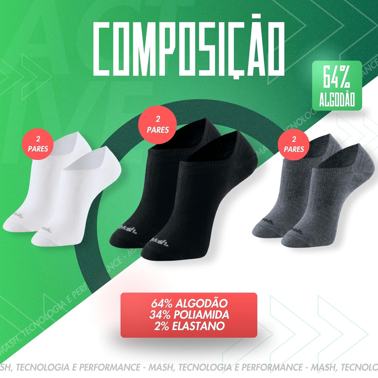 Kit 6 Pares Meia Sapatilha Invisível Mash com Faixa Tensora Esportiva Active Unissex Adulto em promoção! Veja a oferta e mais achadinhos de Moda íntima 6 Hoje é o melhor dia para comprar Kit 6 Pares Meia Sapatilha Invisível Mash com Faixa Tensora Esportiva Active Unissex Adulto com aquele preço maroto! Promoção! Aproveite a oferta! 6