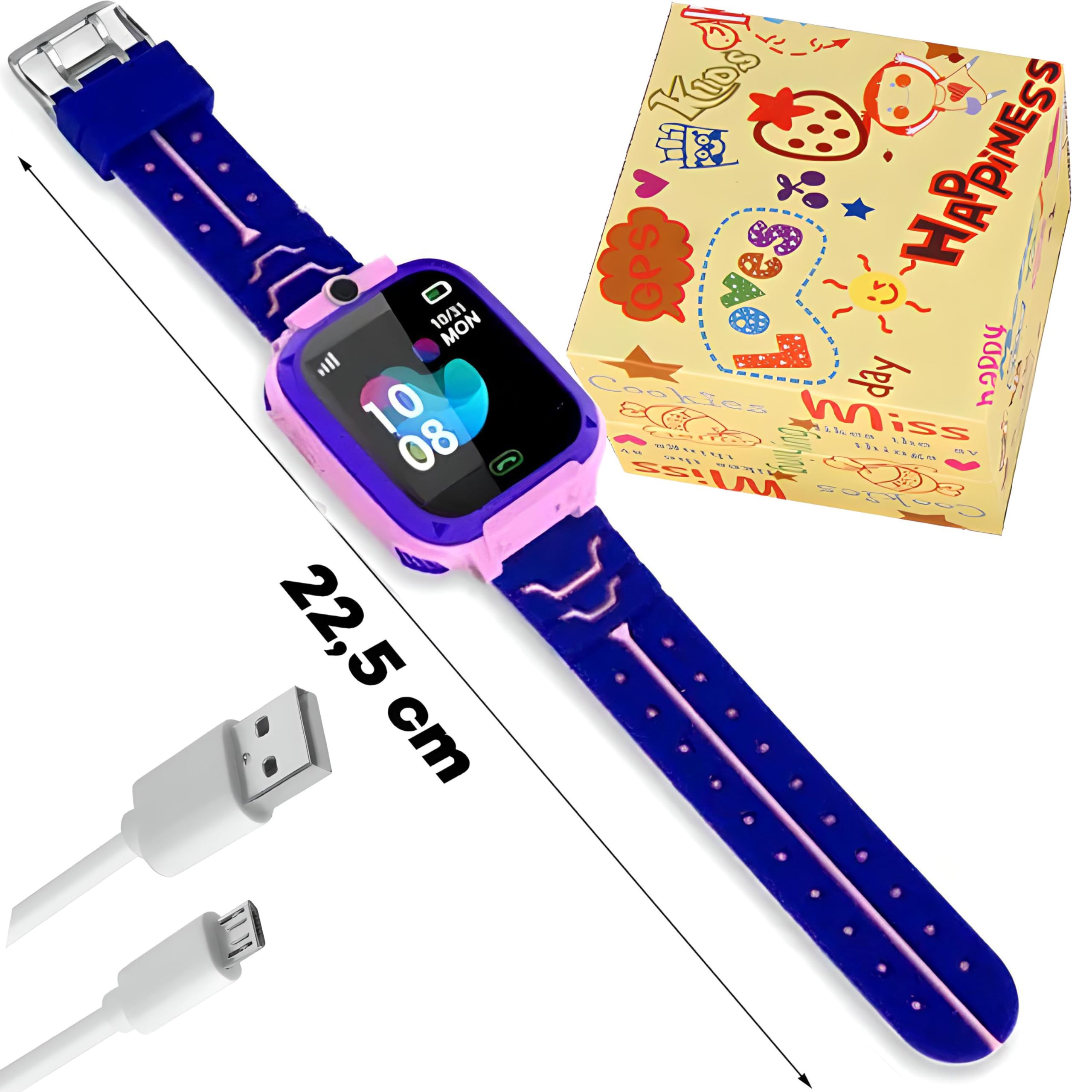 Retoo Smart Watch per bambini bambino orologio da polso intelligente GPS SOS chiamata cellulare con musica, sveglia, modalità scuola, torcia