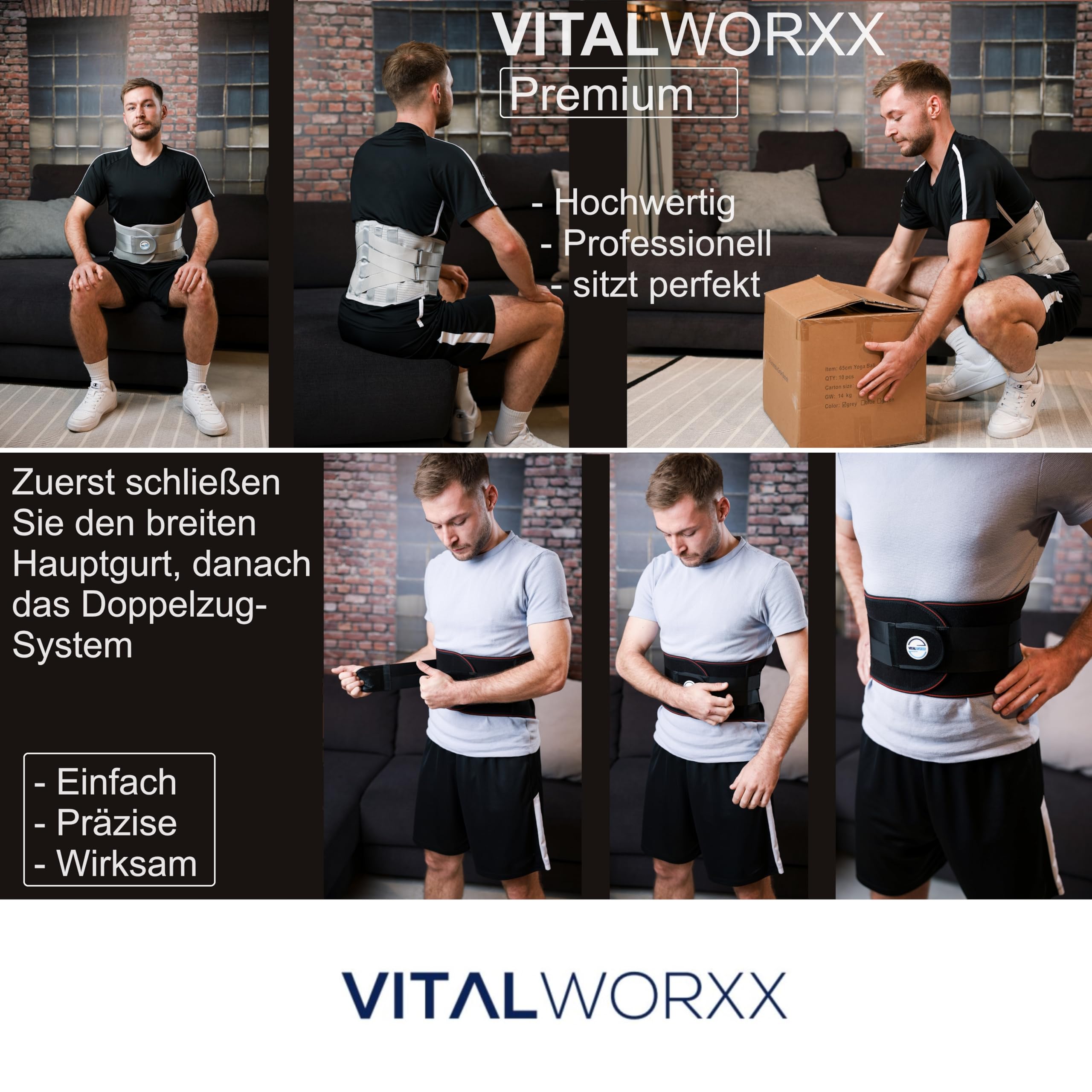 Rückenbandage, professionelle Hilfe bei Rückenschmerzen, Rückengurt mit Stützstreben zur Vermeidung/Linderung von Schmerzen, Ischias