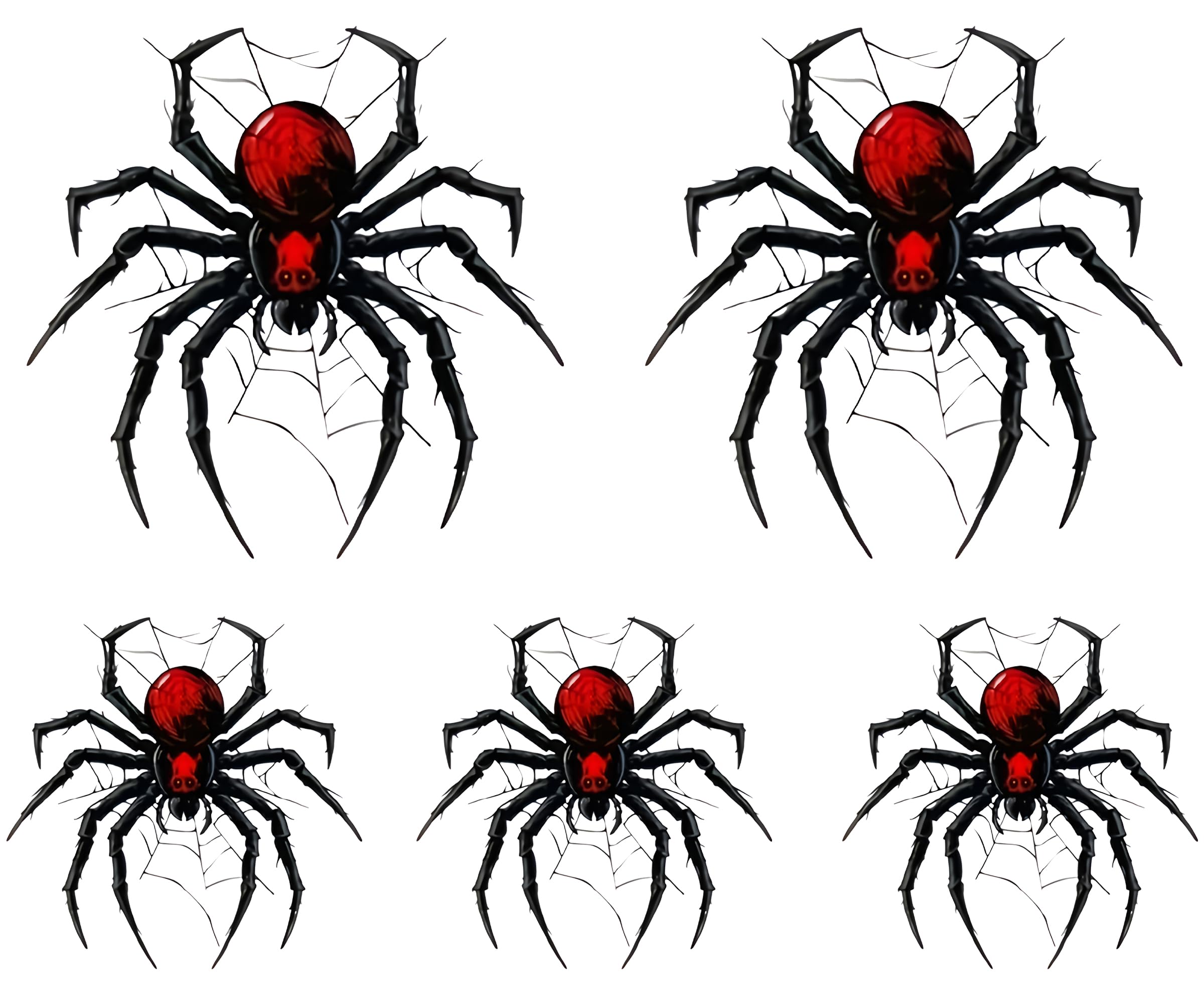 Halloween Horror Black Spider Decal Sticker Pack of 5 – Peel & Stick Vinyl for Car, Truck, Window, Wall, Laptop, Water Bottle – Removable Creepy