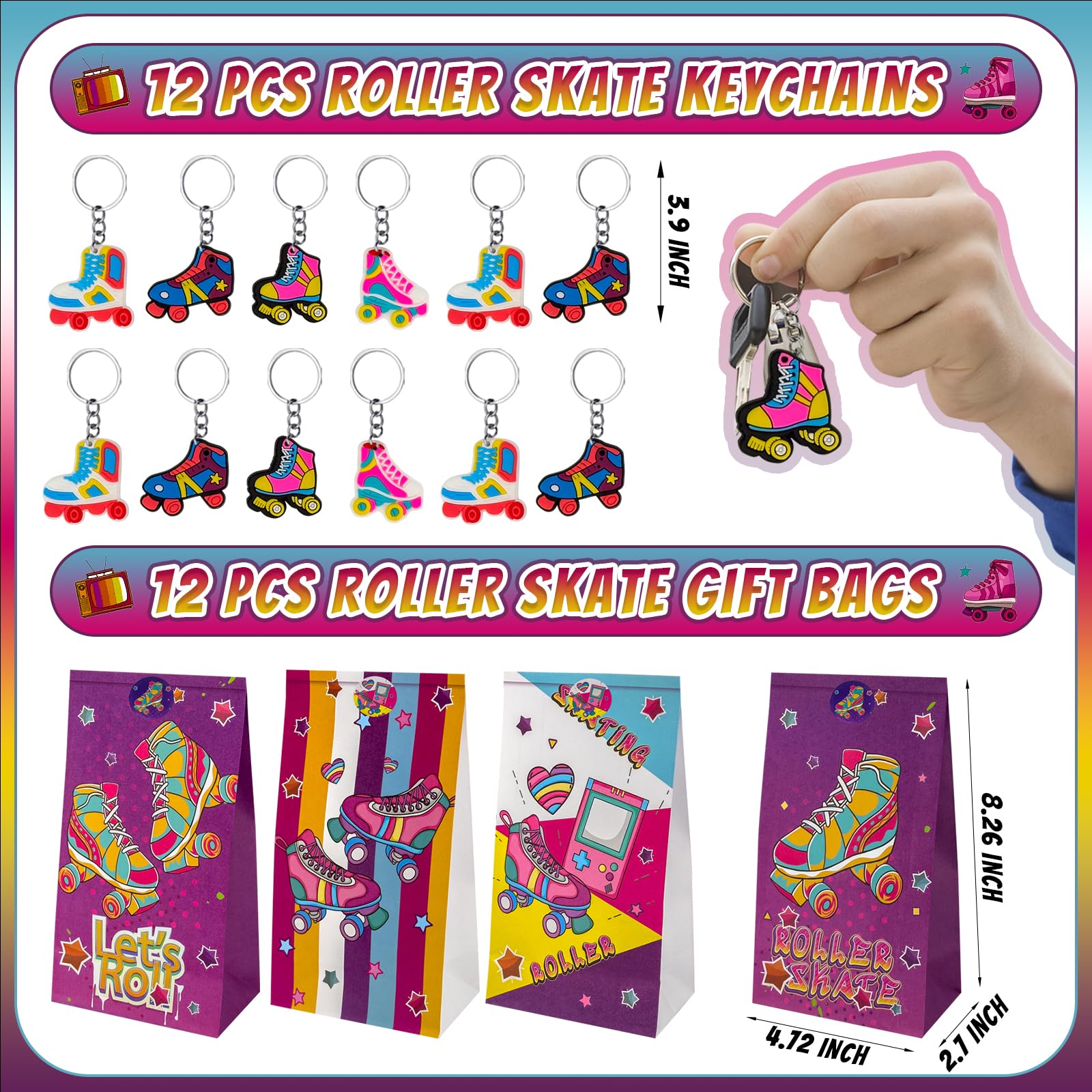 送料無料Roller Skate Party Straws, Roller Skate Party Favors Include 24pcs Reusable Drinking Straws Plastic 80s Theme Straws for Roller Skatin並行輸入