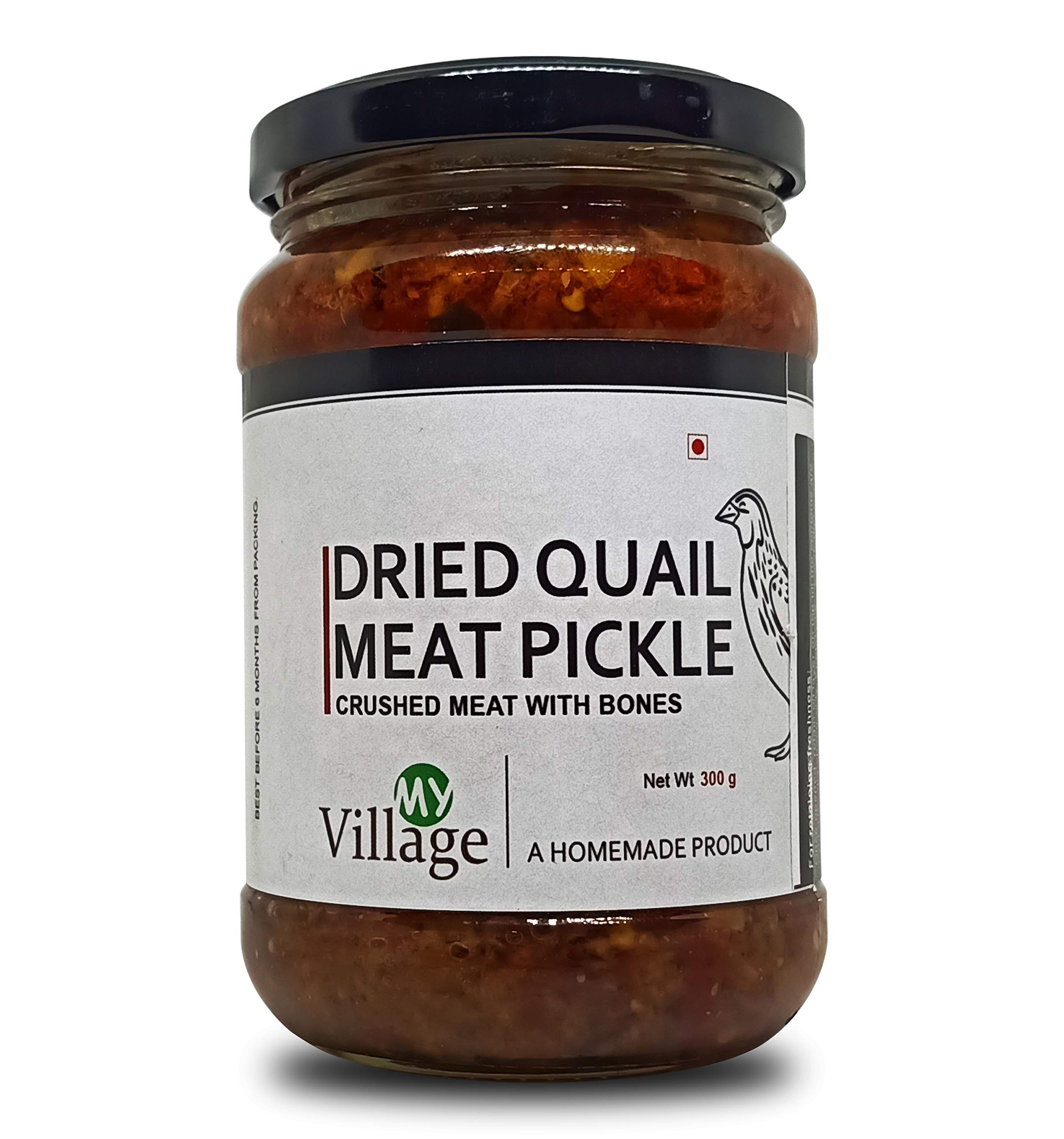 My Village Dried Quail Meat Pickle, Crushed Quail Meat Pickle, with Bone (300gm)-image-22