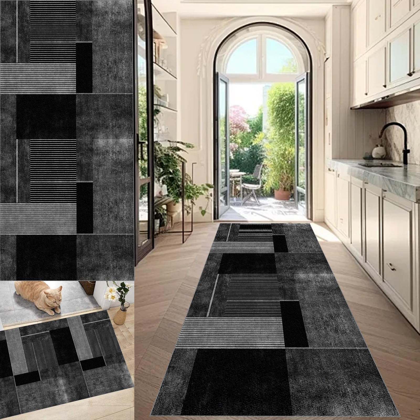 Alfombra de pasillo larga antideslizante lavable para cocina y entrada de 50x200 cm