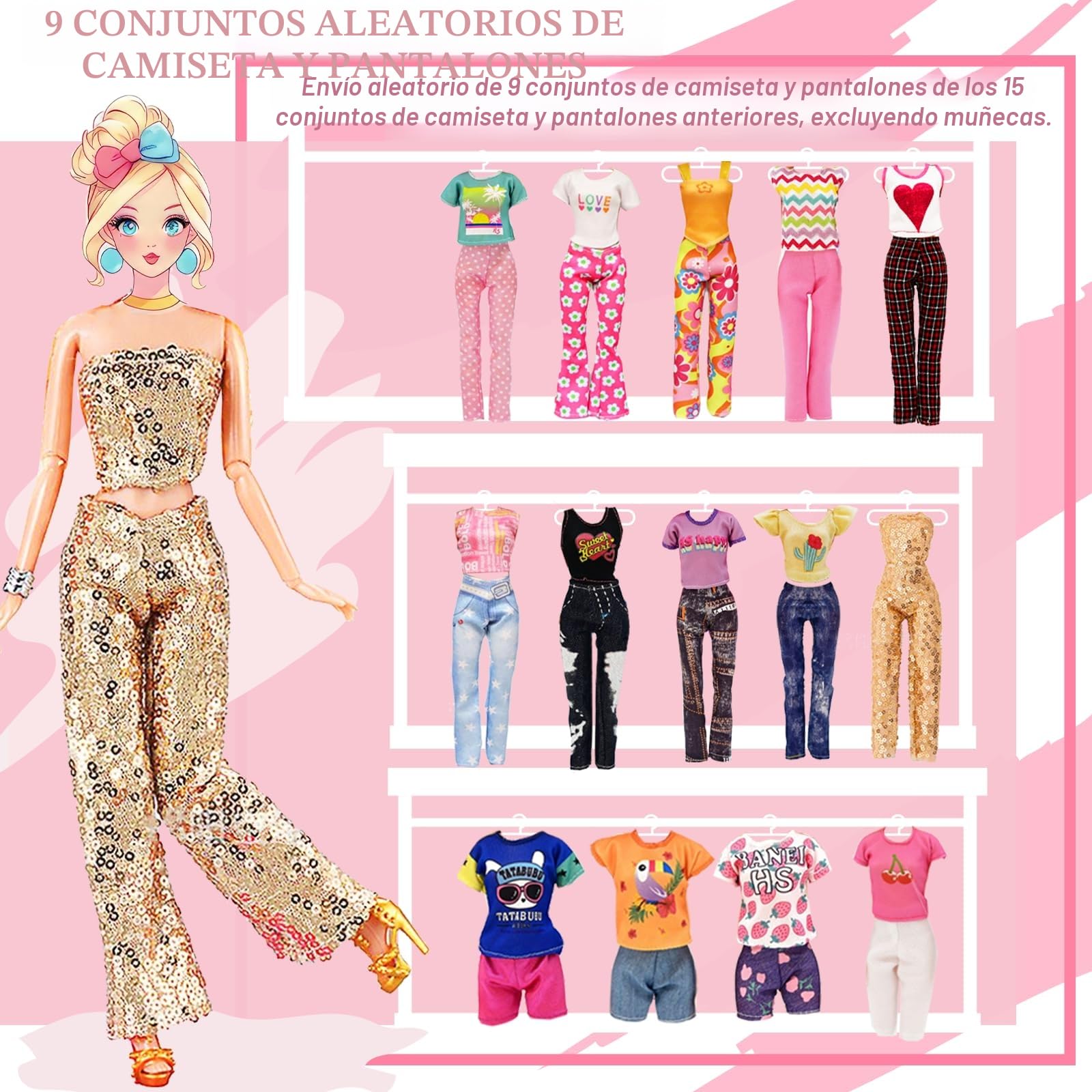 78 pcs Ropa y Accesorios para Muñecas, Incluir Vestidos de Fiesta, Vestidos, Tops y Pantalones, Bikini, Coronas, Collares,Pares de Zapatos,Perchas para 30 CM/11.5 Pulgadas Muñecas, Regalos para Niñas