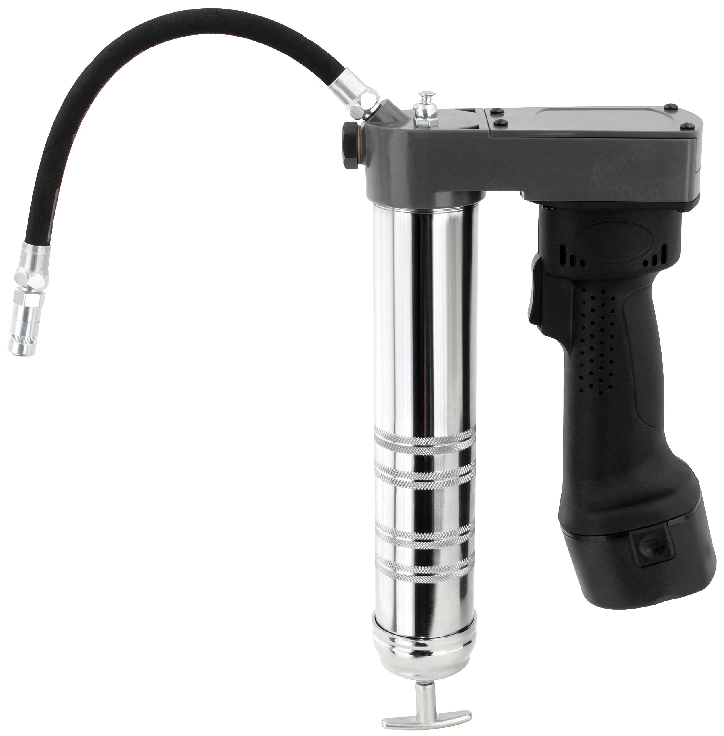 Akku Fettpresse 12V 400 bar, für alle 400g Fettkartuschen, M10 Gewinde, Entlüftungsventil, im handlichen Kunststoff Koffer mit 1,5A Ladegerät und zwei 12V Akkus