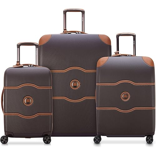 DELSEY PARIS Chatelet Air 2.0 Hardside Luggage with Spinner Wheels, Chocolate Brown, 3 Piece Set, (19/24/28)