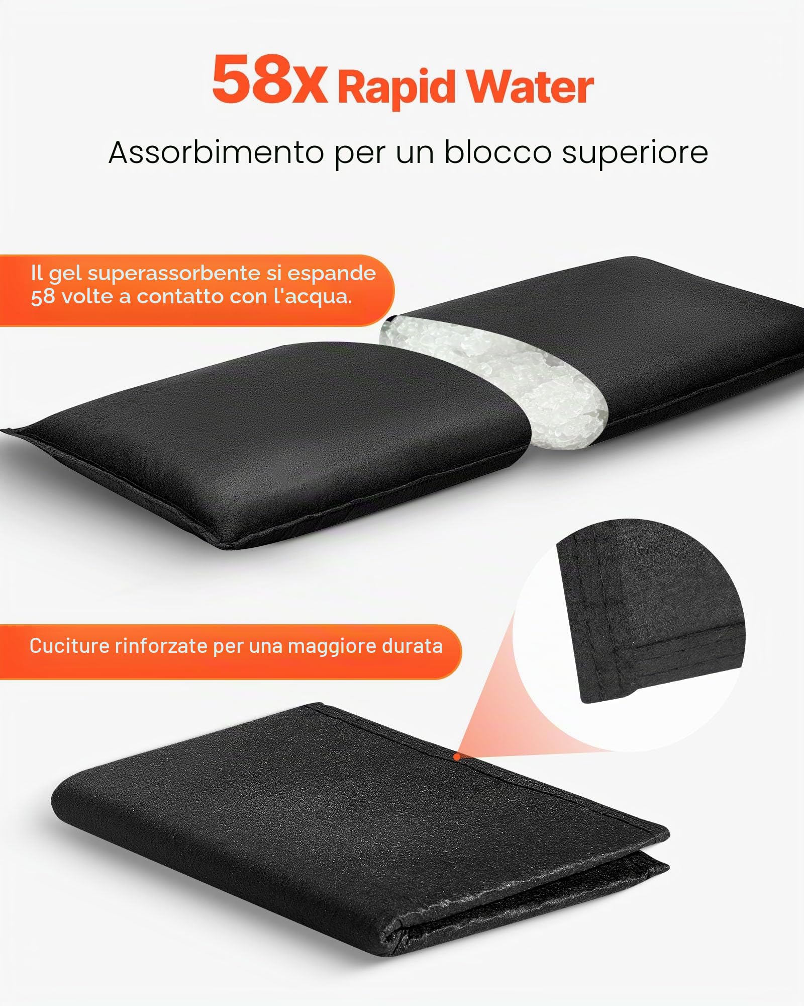 VEVOR Barriera Antiallagamento Set di Sacco di Sabbia per Allagamento Senza Sabbia per Protezione Antiallagamento Sacchi Antiallagamento per Porte Seminterrato Garage Set di Sacco 6 pz