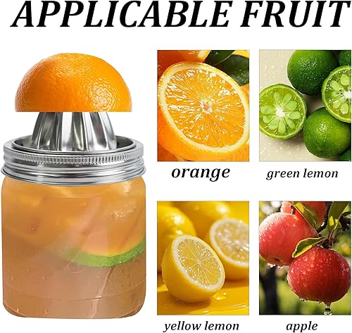 Miniatura 3 de Tapa de exprimidor de acero inoxidable para frascos de masón, exprimidor manual para limón y naranja, exprimidor de cítricos para tarros Mason de