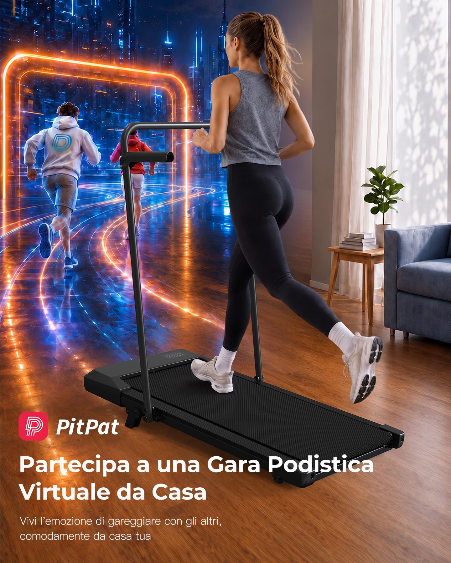 Superun Tapis Roulant Salvaspazio Pieghevole con Inclinazione 6% | Tapis Roulant Elettrico Pieghevole Mini Walking Pad Massima di 136 kg,Schermo LED, Telecomando, Controllo tramite APP