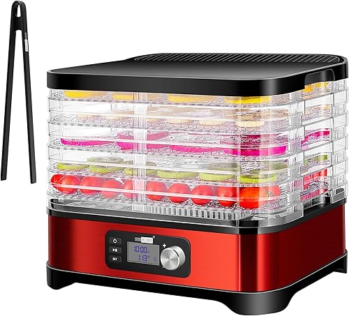 Miniatura 1 de VIVOHOME Máquina deshidratadora de alimentos, 5 bandejas para hidratar carne con temporizador digital de 48 horas y temperatura ajustable de 95 a