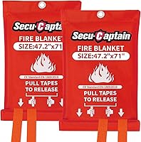 Vista 10 de SecuCaptain Manta de emergencia contra incendios para el hogar, paquete de 2 mantas ignífugas extragrandes de 60 x 60 pulgadas con pestañas
