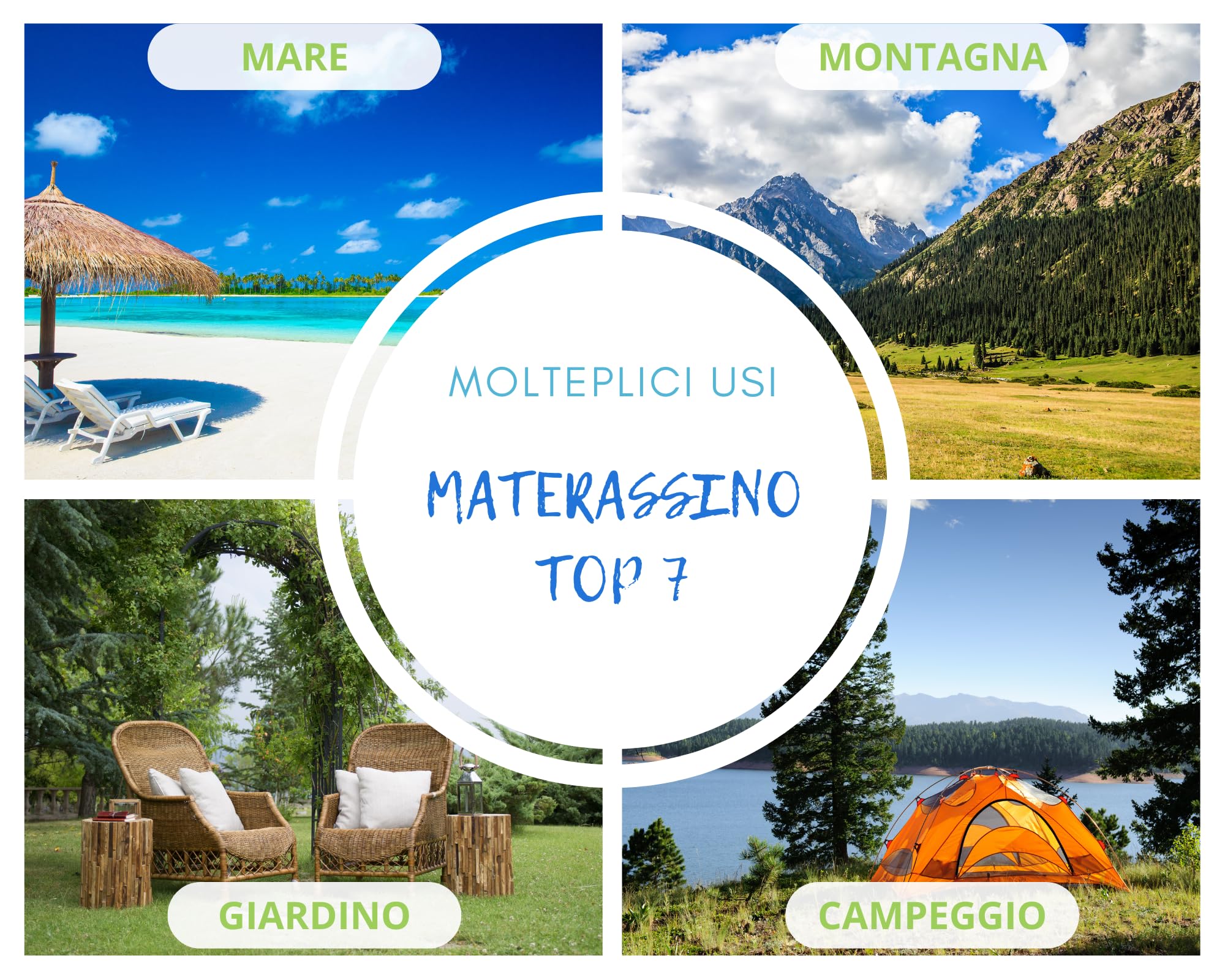 Tata Home Cuscino Per Lettino Prendisole Sfoderabile con Poggiatesta Materassino Prendisole Imbottito Con Laccetti Lavabile Misura 60x200 cm a Righe Made in Italy Mod. Top7 Colore Verde