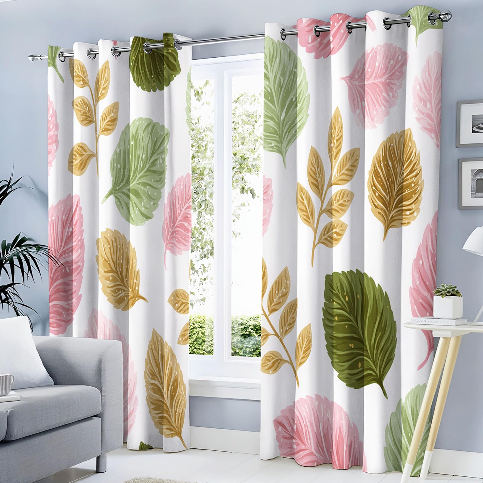 Rideaux occultants contre la chaleur et lumière rideau plante or rose 2pc