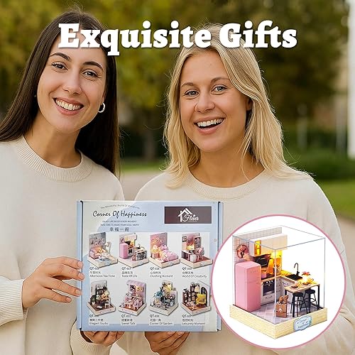 Miniatura 71 de Flever Kit de casa de muñecas en miniatura, habitación creativa con muebles para regalo romántico de obras de arte (hora del té de la tarde)