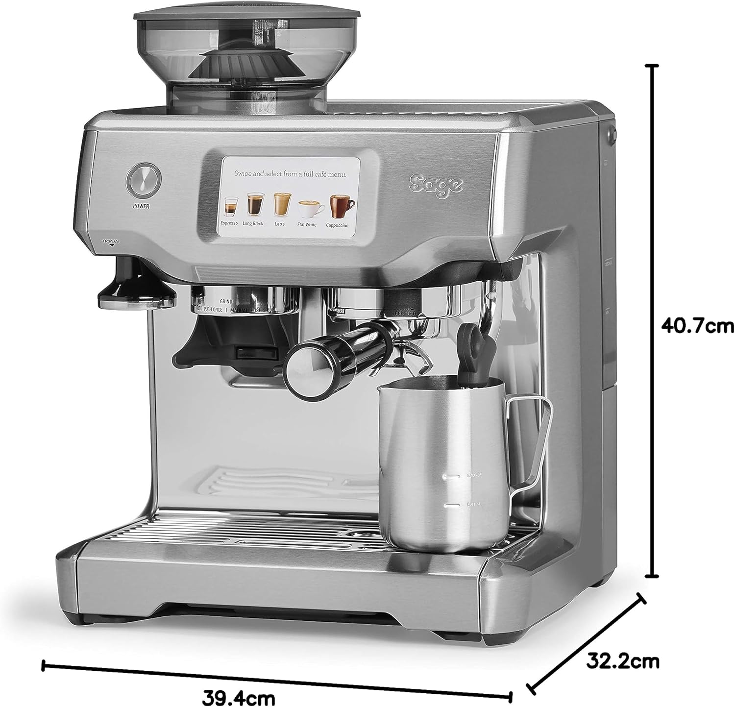 SAGE SES880 the Barista Touch, Macchina per caffè, 2 l, Brushed Stainless Steel