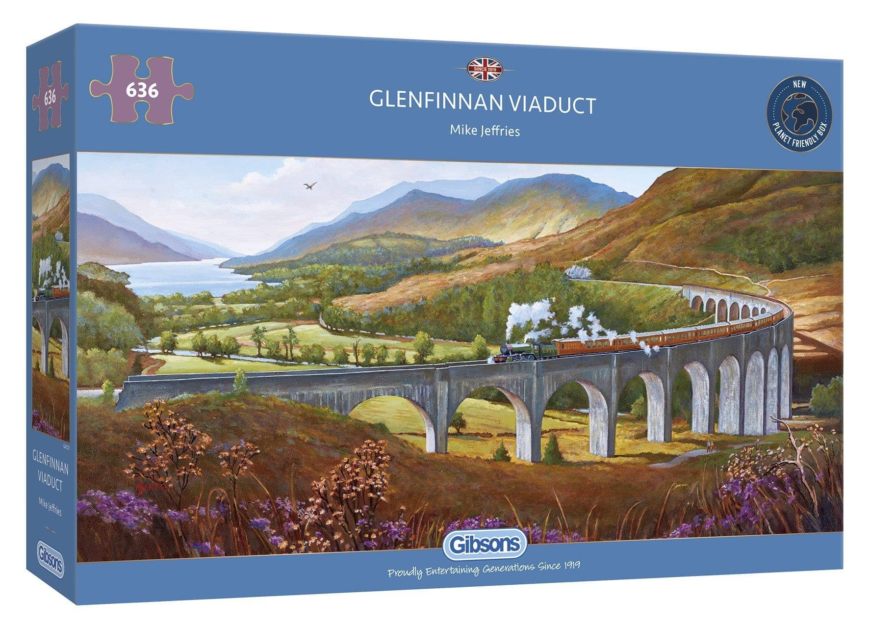 Gibsons Glenfinnan Viaduct 636 Piece Panoramic Jigsaw Puzzle for Adults Recycled Board, Sustainable UK/EU Made Gift for Train Enthusiasts and Jigsaw Puzzle Collectors โ image 1