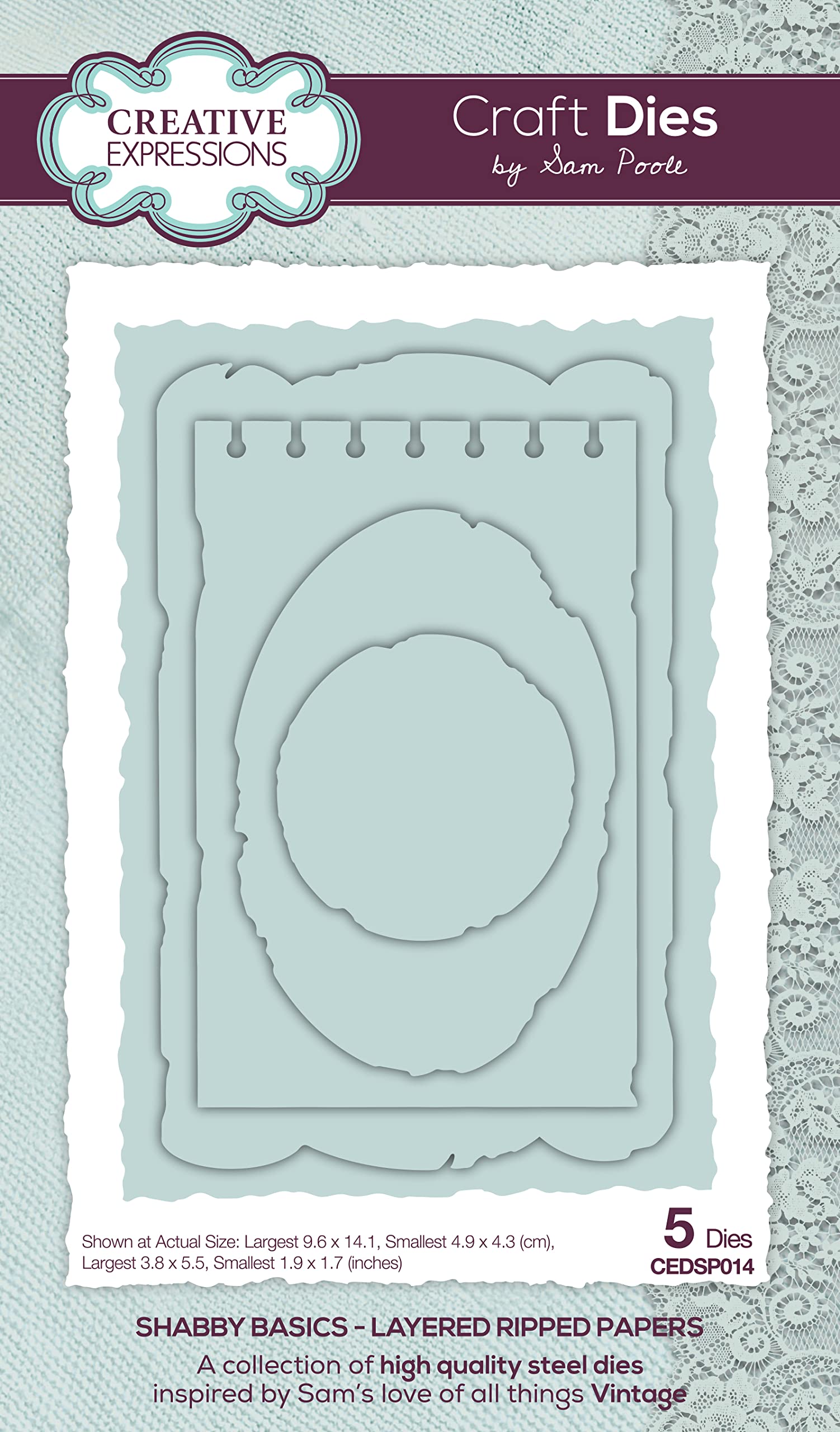 Creative Expressions Sam Poole Shabby Basics Layered Ripped Papers Craft Die