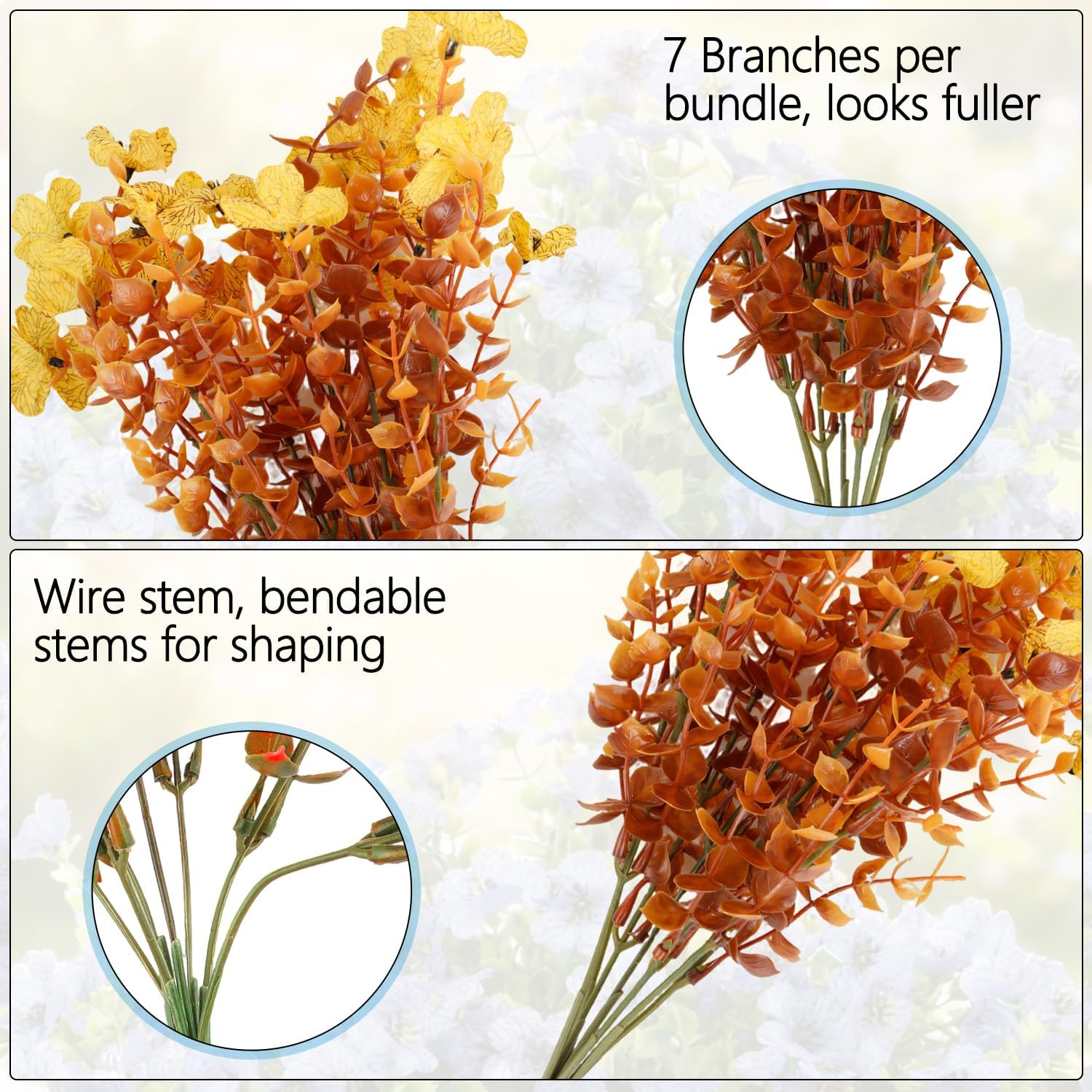 Artificial Fall Flowers for Outdoors, Artificial Mums of Fake Flowers for Outdoor Planters, No Fade Vibrant Artificial Flowers with Ferns for Porch Patio Yard Decoration, 12 Bundles