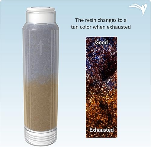 Miniatura 4 de AQUATICLIFE - Filtro de resina de desionización que cambia de color de cama mixta de 10 pulgadas, cartucho de repuesto de filtro de agua RODI de