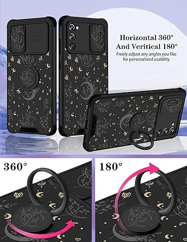 Miniatura 4 de Goocrux Funda 2 en 1 para Samsung Galaxy S20 FE 5G, diseño de plantas de luna para mujeres y niñas, diseño de flores, corazón, estrellas, espacio,