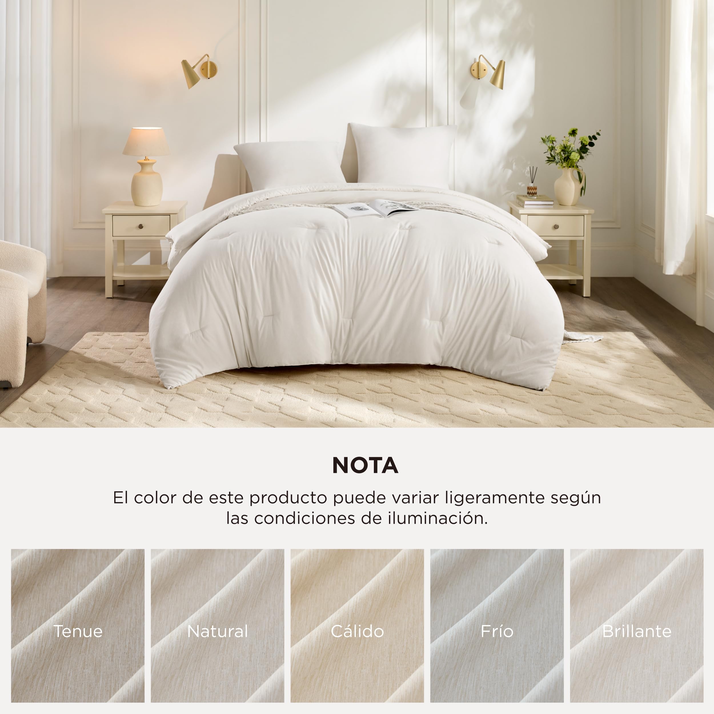 Bedsure Edredon Cama 135/150/160 - Edredón sin Funda Catiónico 300 g/m² | 1x Nórdico 240x220, 2x Fundas de Almohada 80x80, Temperatura Regulada Oeko-Tex Lavable a Máquina, Blanco Cisne