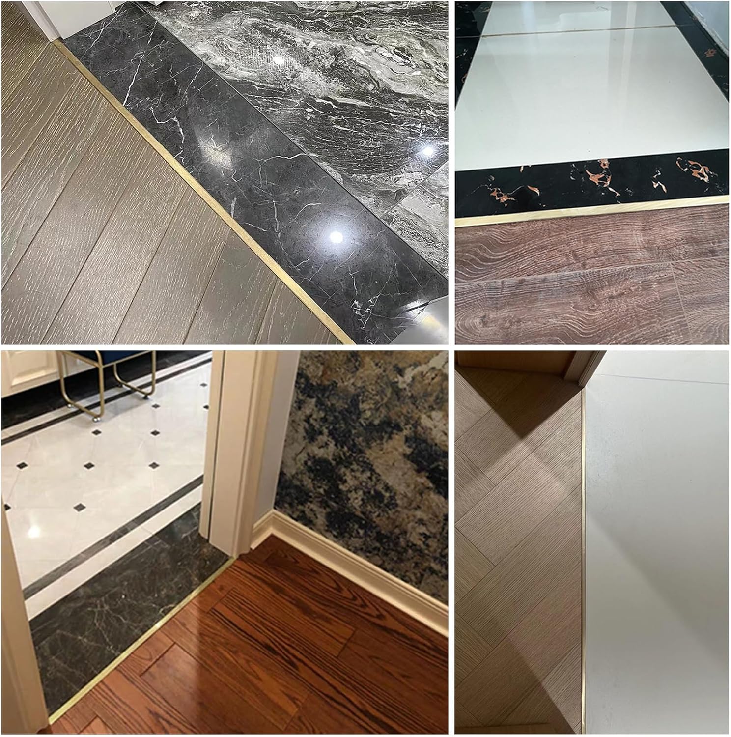 Door Threshold, Brushed Brass Floor Transition Strip Tile to Wood, T ing Seam Binder for Joining Gaps