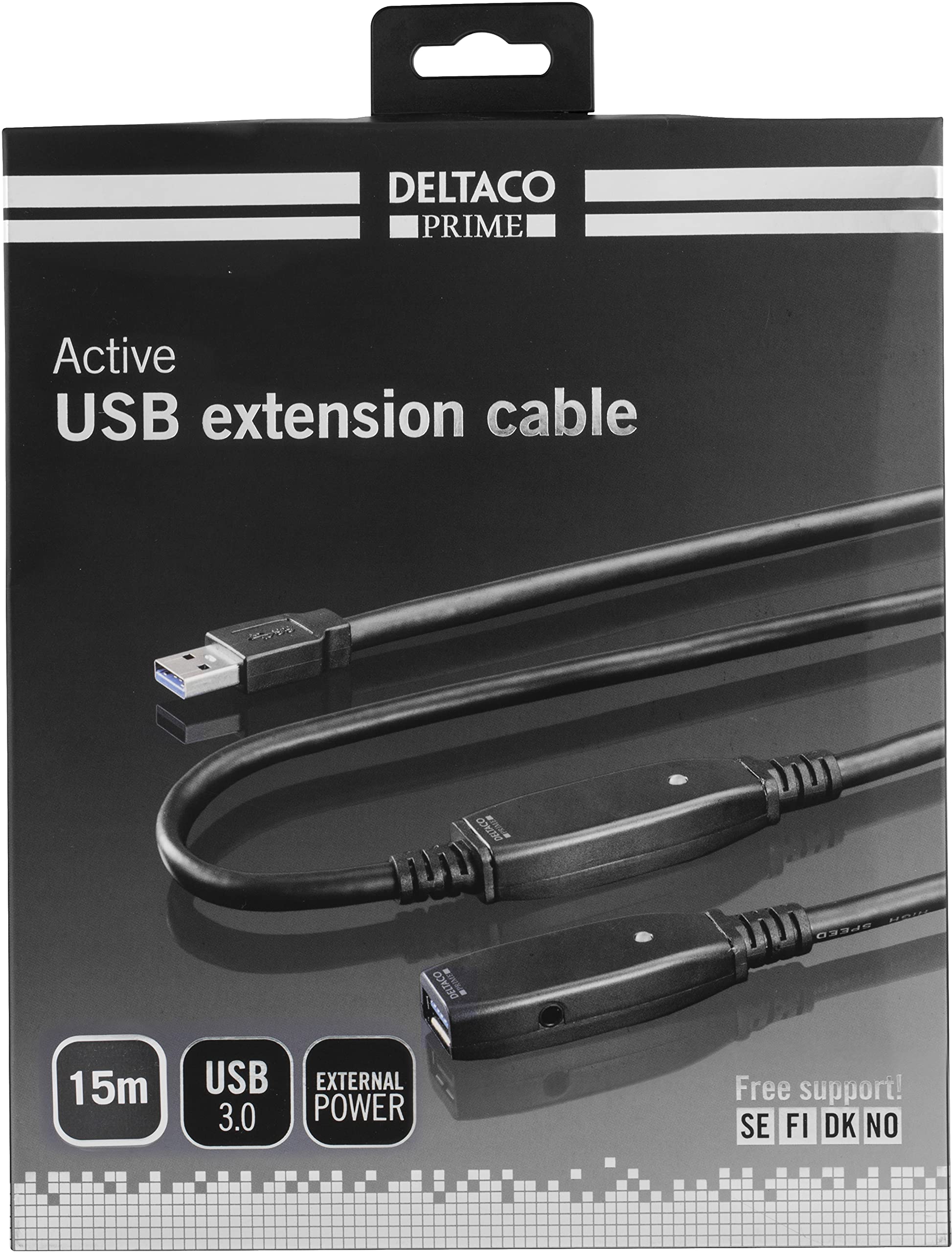 DELTACO USB3-1008 cavo USB 15 m USB 3.2 Gen 1 (3.1 Gen 1) USB A Nero