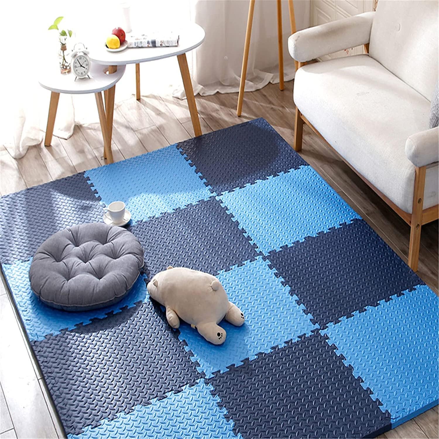 Puzzle Flooring || Kids Interlocking Play mat || Baby Play Mat || Play mats for Kids || 12 MM Thick (6 Tiles - 24 Square Feet, Navy Blue - Blue)-image-38