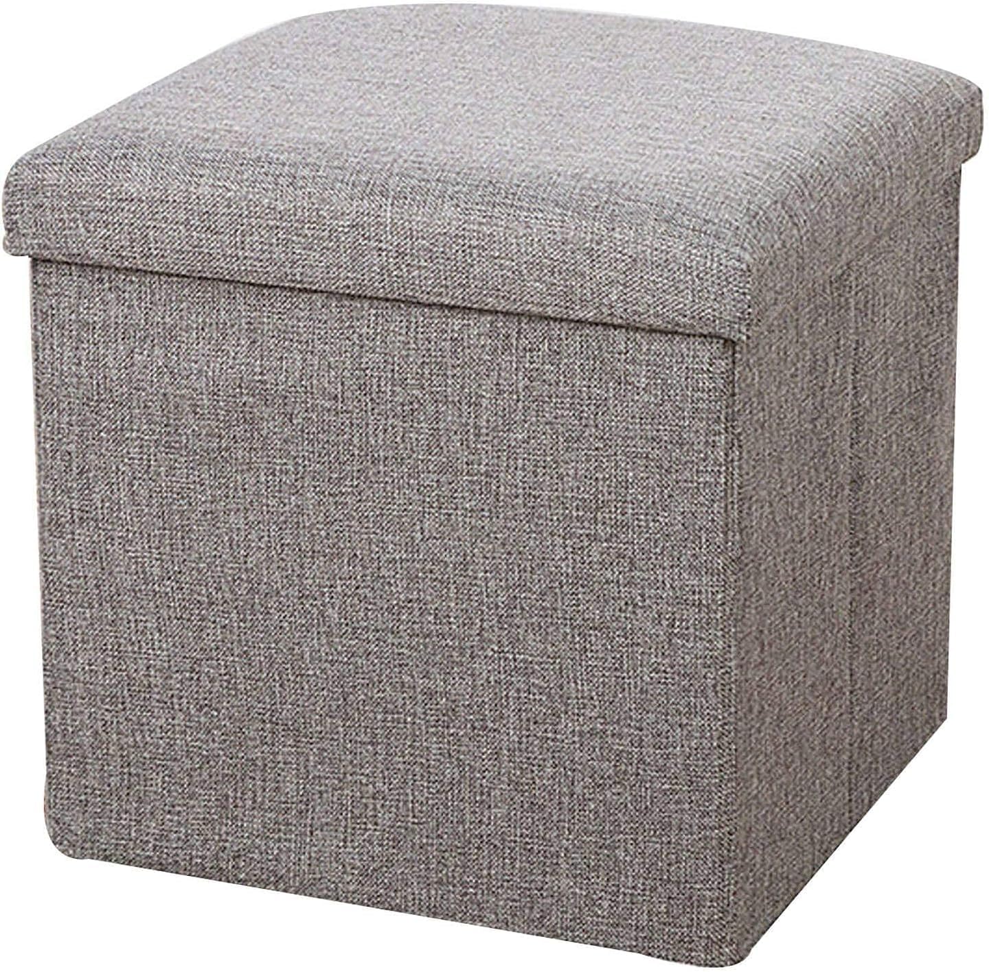 Podnóżek otoman kostka, składany pojemnik do przechowywania z lnu, skrzynia na zabawki, ławka na buty z pokrywką, odpowiedni do przedpokoju, patio, salonu, 25 x 25 x 25 cm, trawa g