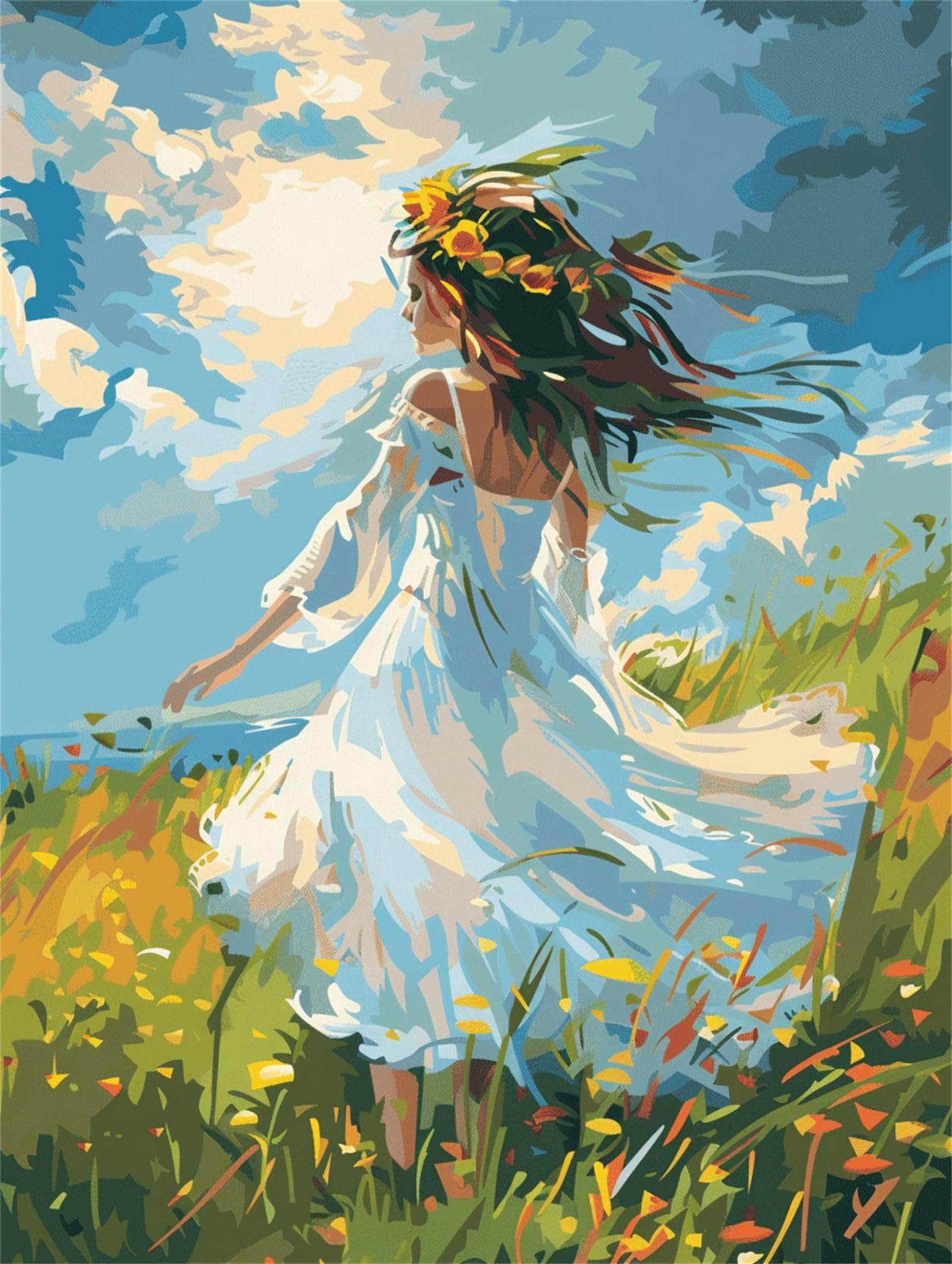 Dipingere con i Numeri per Adulti Ragazza,Dipingi Con i Numeri Bambini Hobby per Donne 6 7 8 9 anni,Paesaggio Painting by Numbers Kit Arte per Decorazione Della Casa con telaio 80x120 cm-DK132