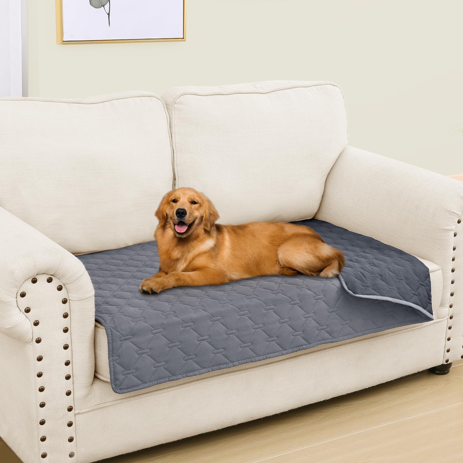 Smiry Waterproof Dog Bed Cover Blanket, Soft Reversible Pet Blanket, Washable Leakproof Cats Dogs Couch Cover for Sofa, Couch, Furniture (30x53 Inch,