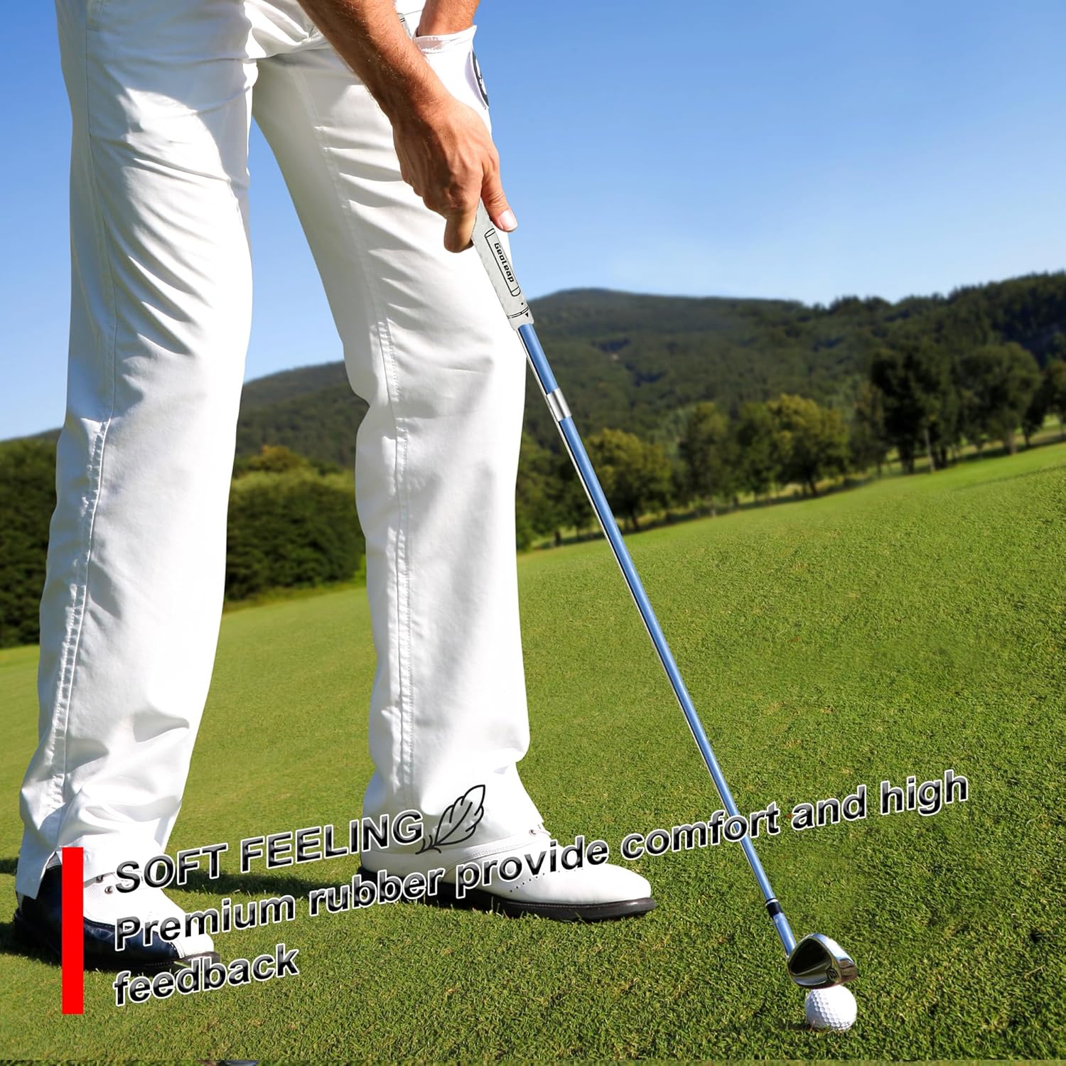 Geoleap Golf Grip Set of 13- Grips with 15 Tapes and Grips with All Repair Kits for Choice,Memory Point assists Hand Placement,Premium Rubber Golf club Grips with Corrugated Textured Control Technology.