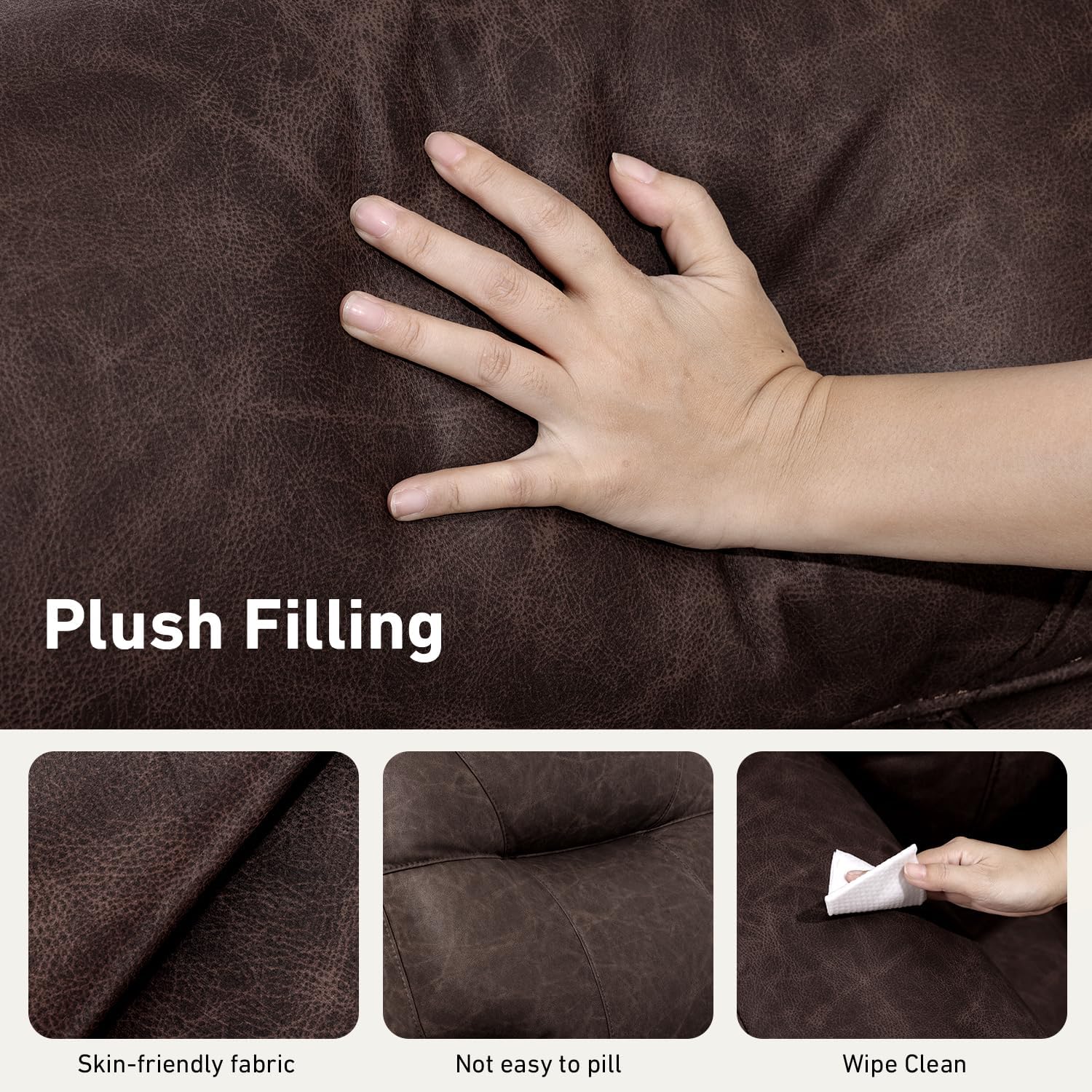 EONIX Triple Motor Lay Flat Power Lift Recliner Chair for Elderly, 400lbs Large Electirc Lift Chair for Living Room, Independent Adjustable Lumbar, Extended Footrest, Hidden Cup Holders, Dark Brown