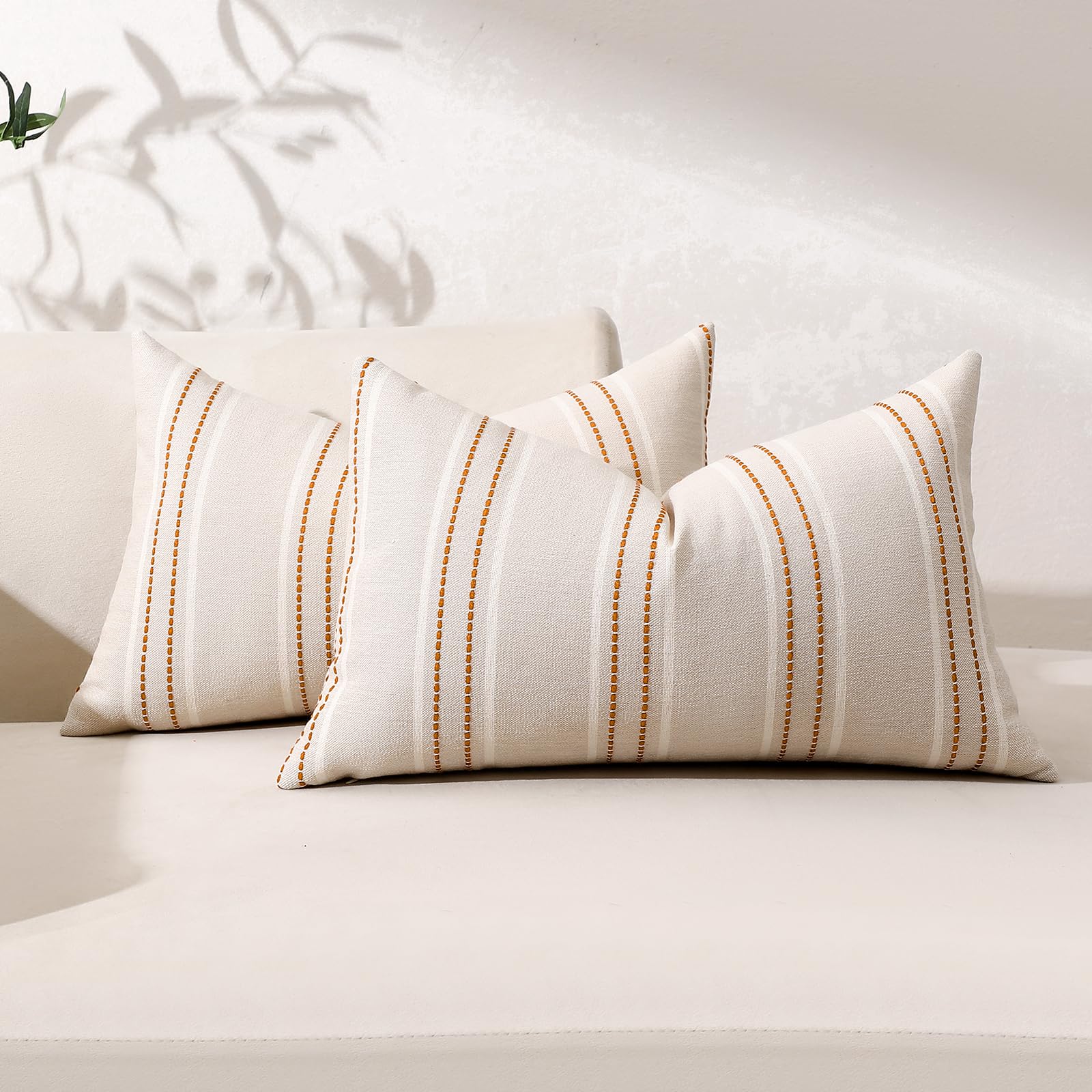 Hckot Fall Rust Terracotta Throw Pillow Covers 12x20 Stripe Pillow Covers