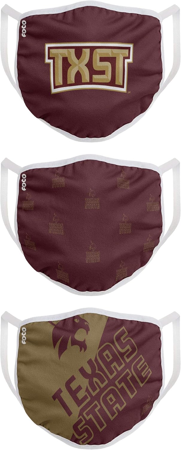FOCO Texas State Bobcats NCAA Face Cover - Adult - 3 Pack