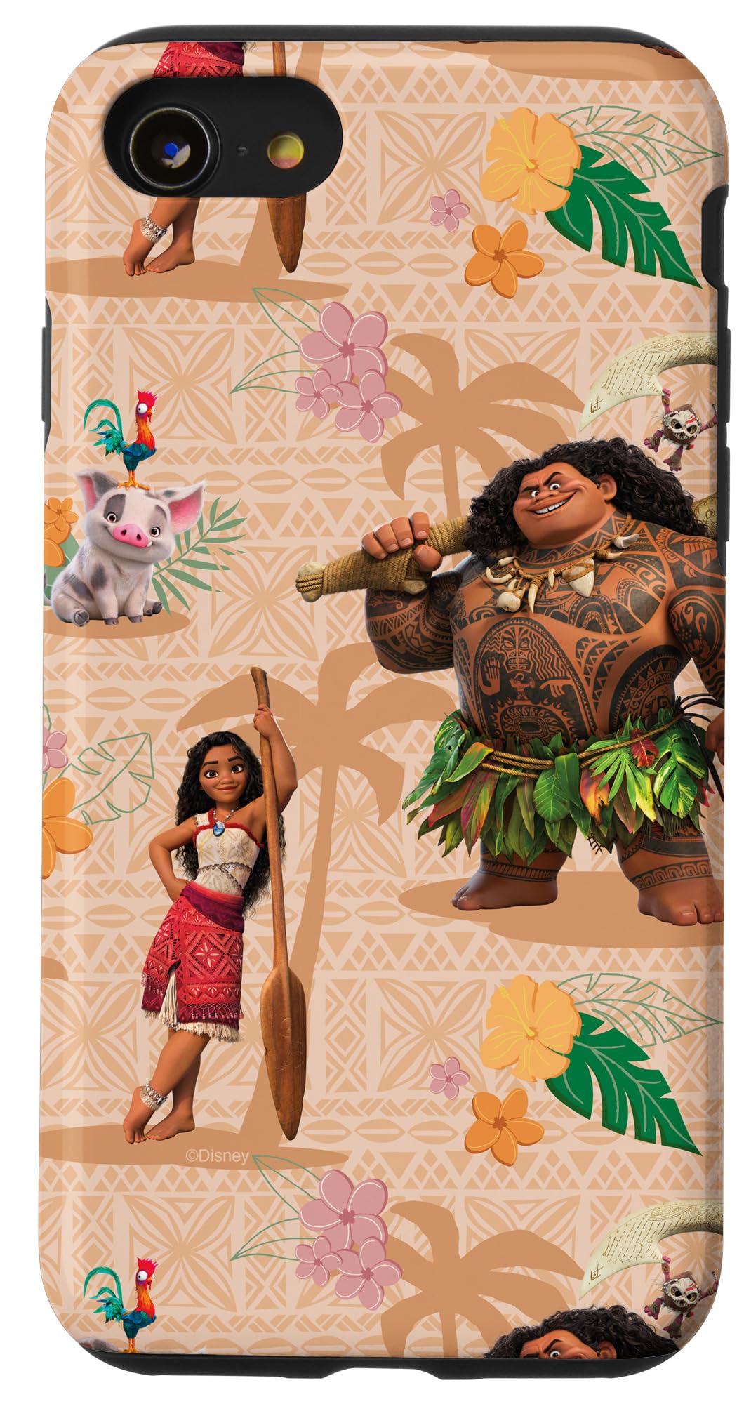 Disney Moana 2 Moana Maui Kotu Heihei and Pua Pattern Case for iPhone SE (2020) / 7 / 8