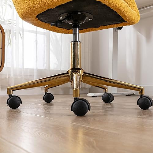 Miniatura 7 de Goujxcy Silla de escritorio esponjosa silla de tocador de piel sintética silla de oficina giratoria para niñas y mujeres altura ajustable lindas