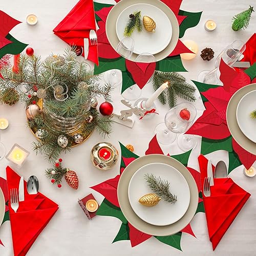 Miniatura 6 de Paquete de 50 manteles individuales de papel de Navidad desechables de flores de Navidad, manteles individuales de papel decorativo para el hogar,