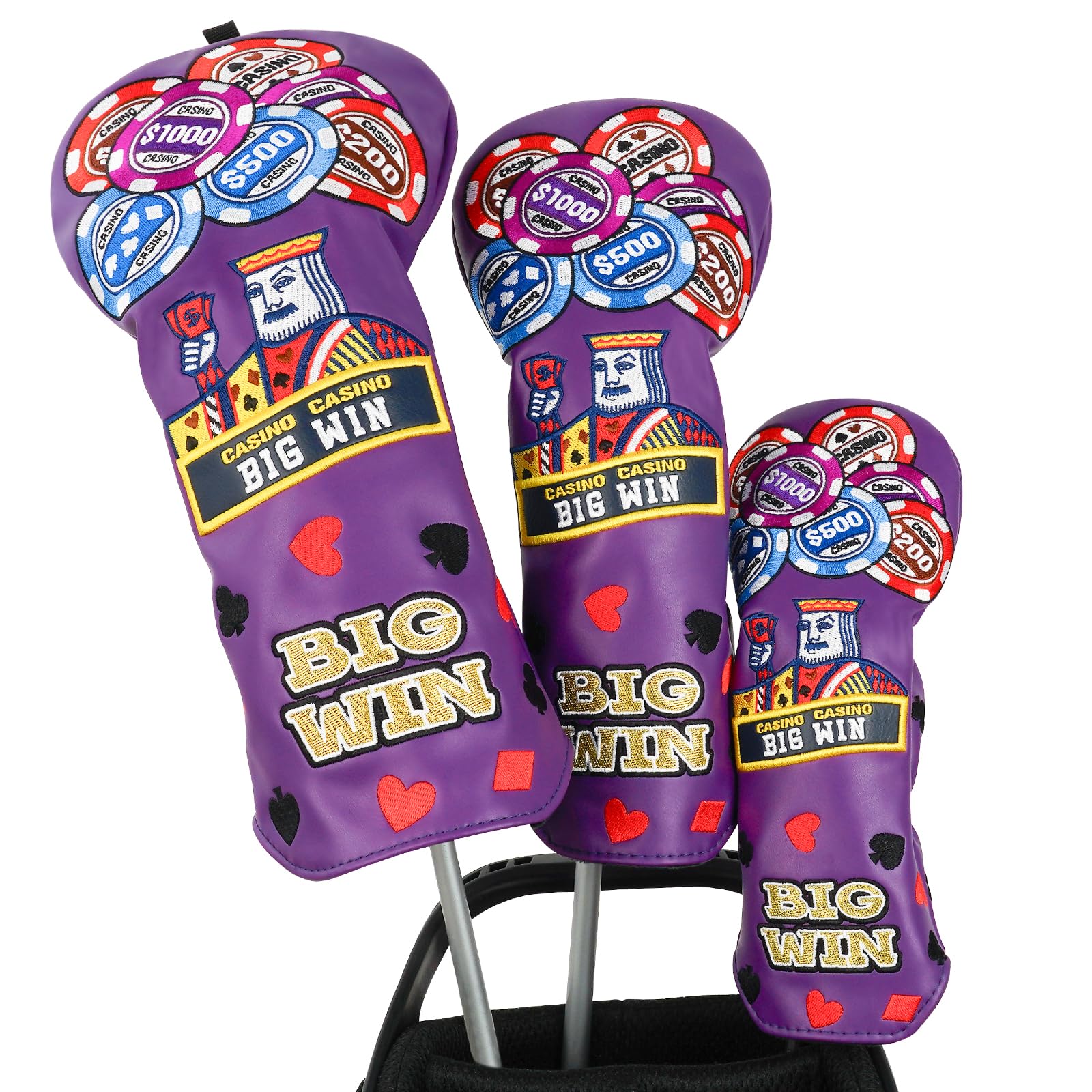 Golf Club Wood Head Covers for Driver/Fairway/Hybrid/(1.F.H)/Blade Putter BIGWIN Purple PU Leather